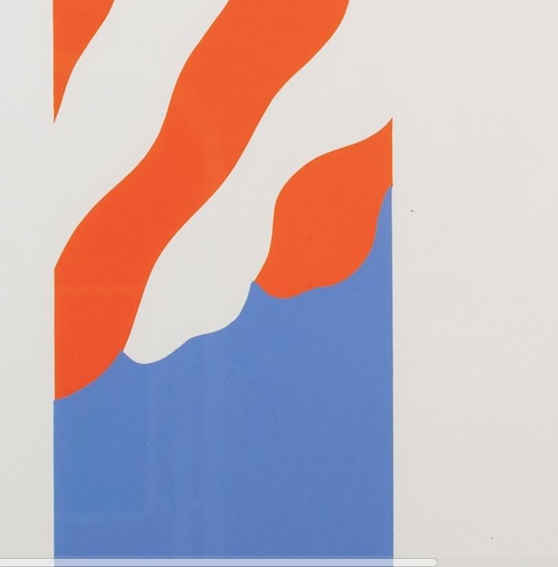 Pennon, 1968 - 20. Jahrhundert Grafik Abstrakter Siebdruck, Weiß, Blau + Orange im Angebot 2
