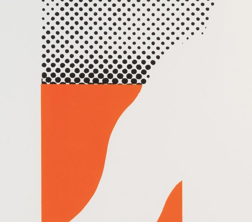 Pennon, 1968 - 20. Jahrhundert Grafik Abstrakter Siebdruck, Weiß, Blau + Orange im Angebot 3