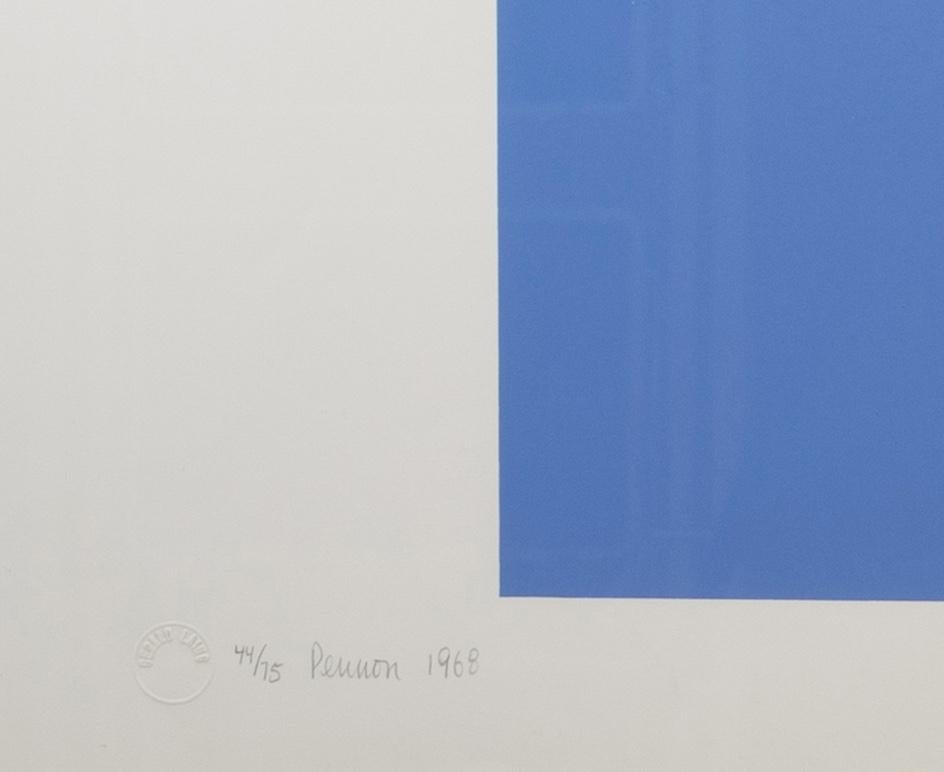 Pennon, 1968 - 20. Jahrhundert Grafik Abstrakter Siebdruck, Weiß, Blau + Orange im Angebot 4