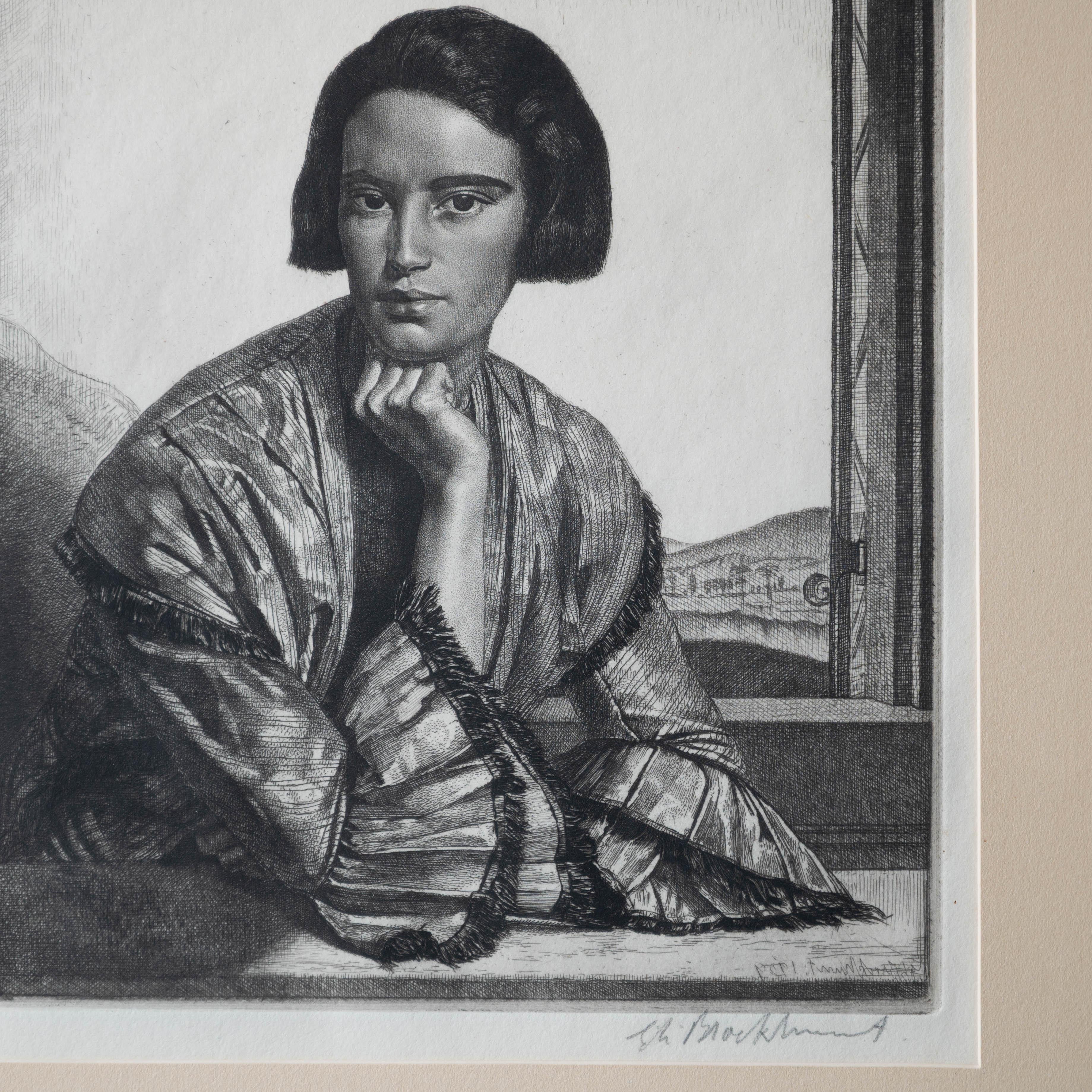 Gerald Leslie Brockhurst Etching - Viba, 1929 (Frühes 20. Jahrhundert) im Angebot