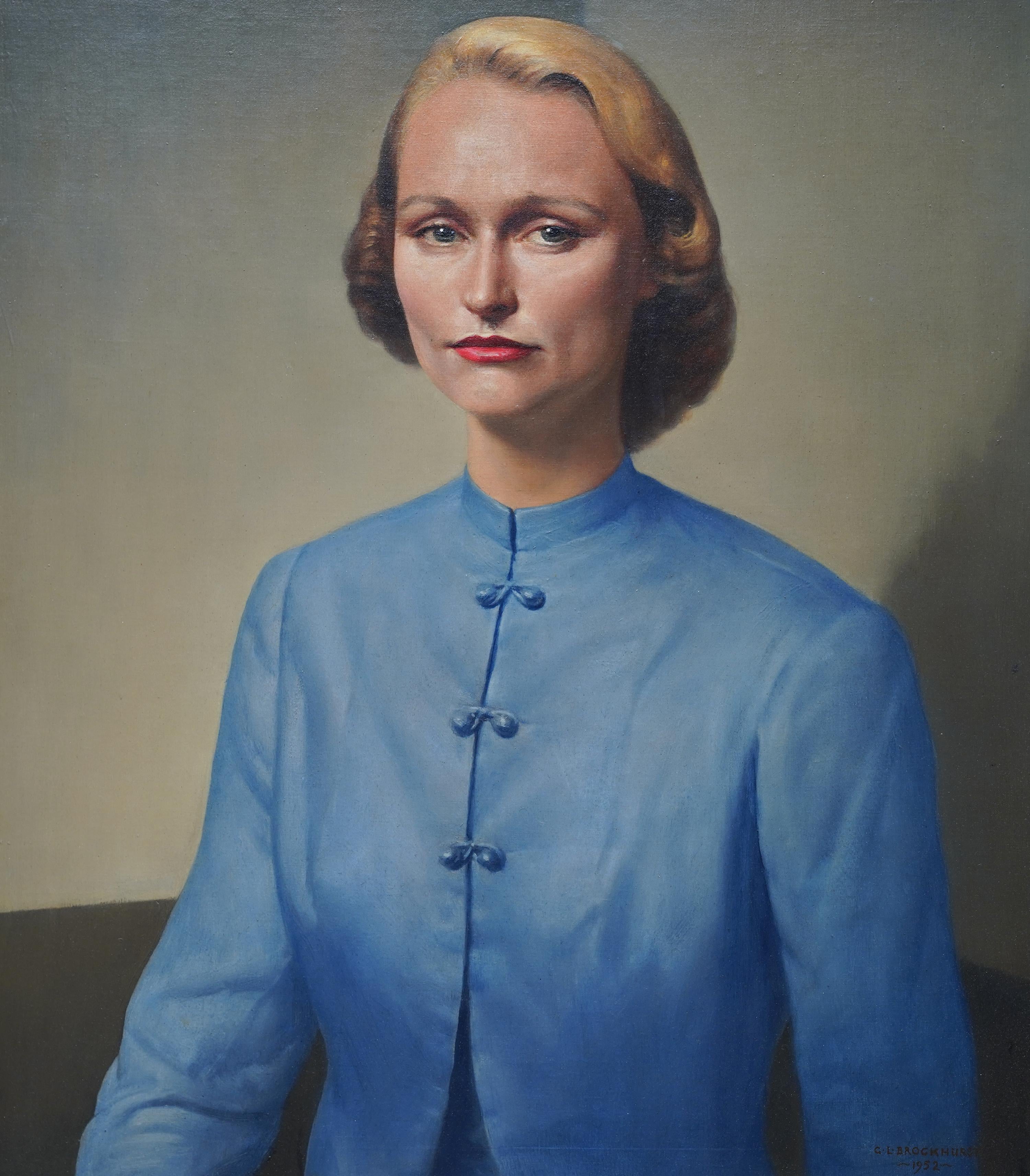 Portrait de Hope G. Simpson - Peinture à l'huile d'art britannique de 1952 représentant un portrait de femme - Painting de Gerald Leslie Brockhurst