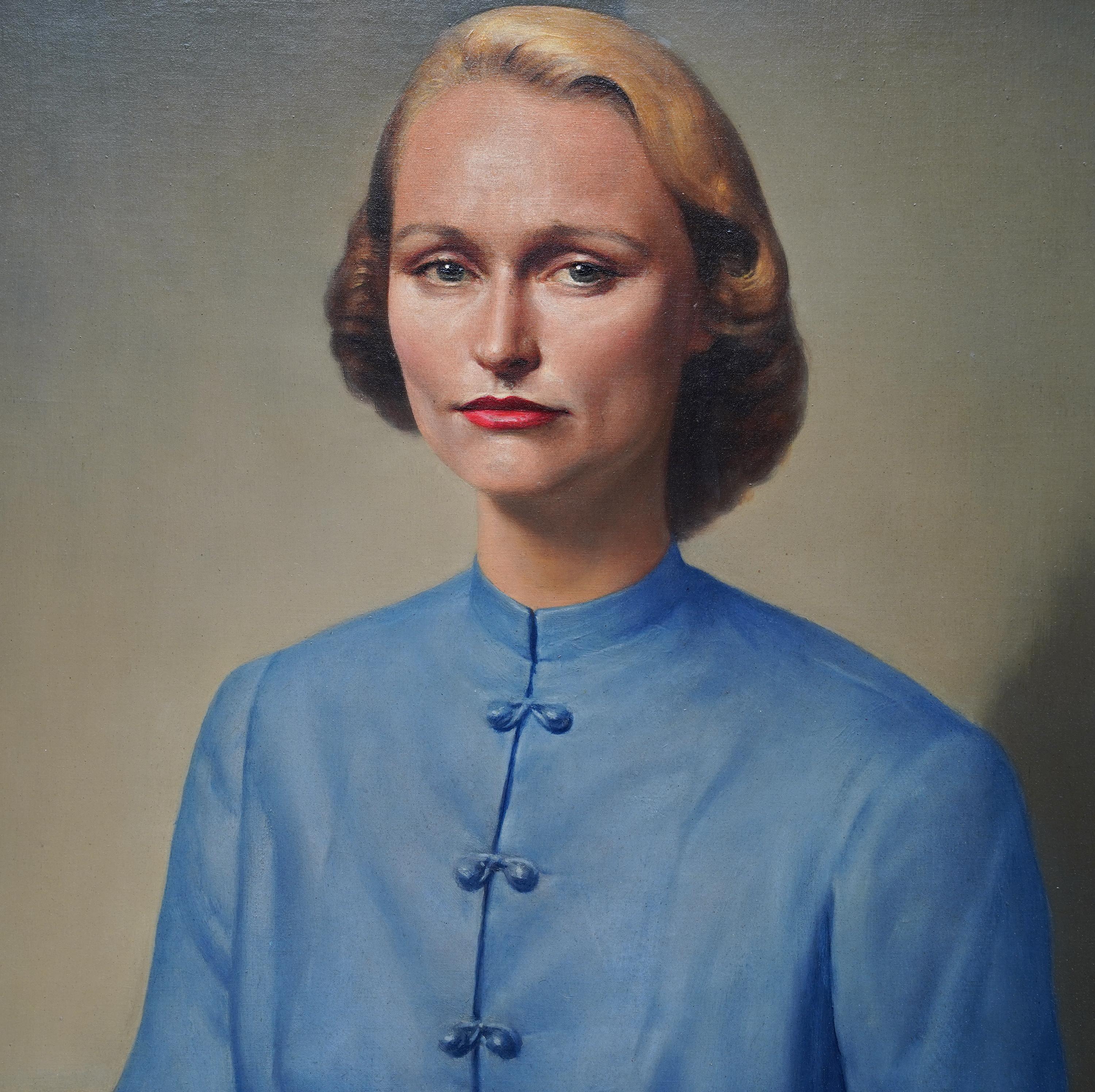 Portrait de Hope G. Simpson - Peinture à l'huile d'art britannique de 1952 représentant un portrait de femme - Réalisme Painting par Gerald Leslie Brockhurst