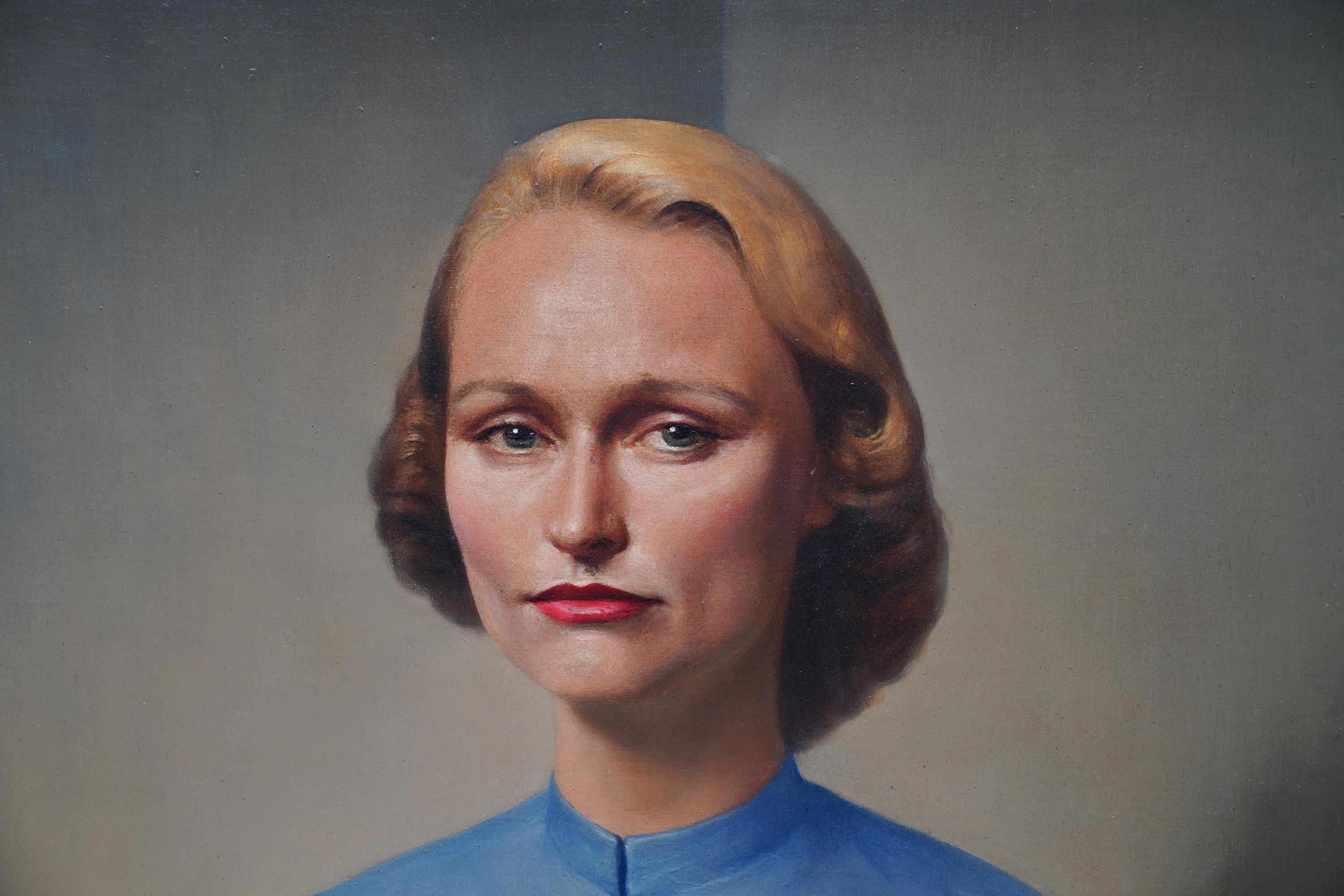 Portrait of Hope G. Simpson - British 1952 art female portrait oil painting - Realist Painting by Gerald Leslie Brockhurst