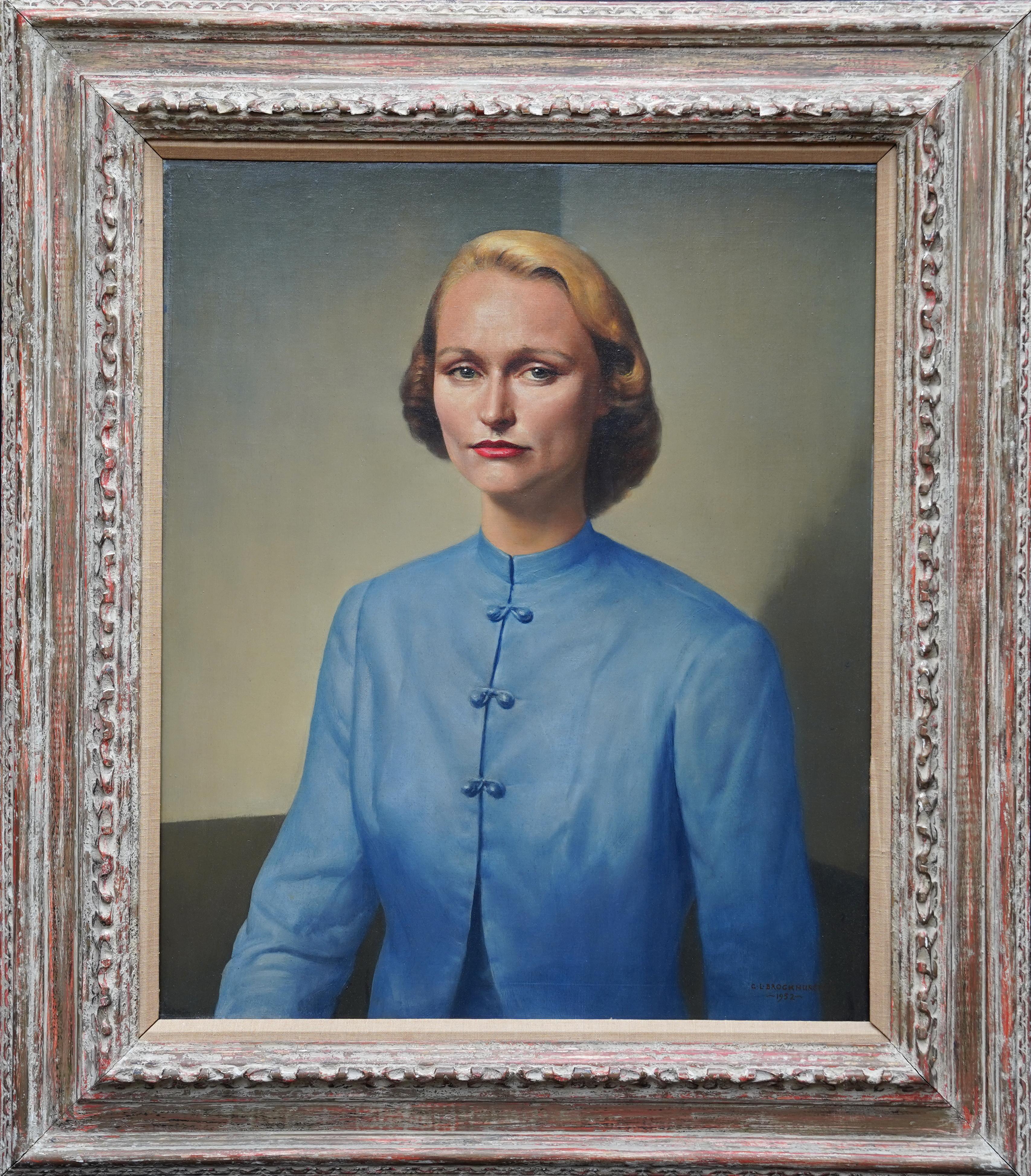Portrait de Hope G. Simpson - Peinture à l'huile d'art britannique de 1952 représentant un portrait de femme