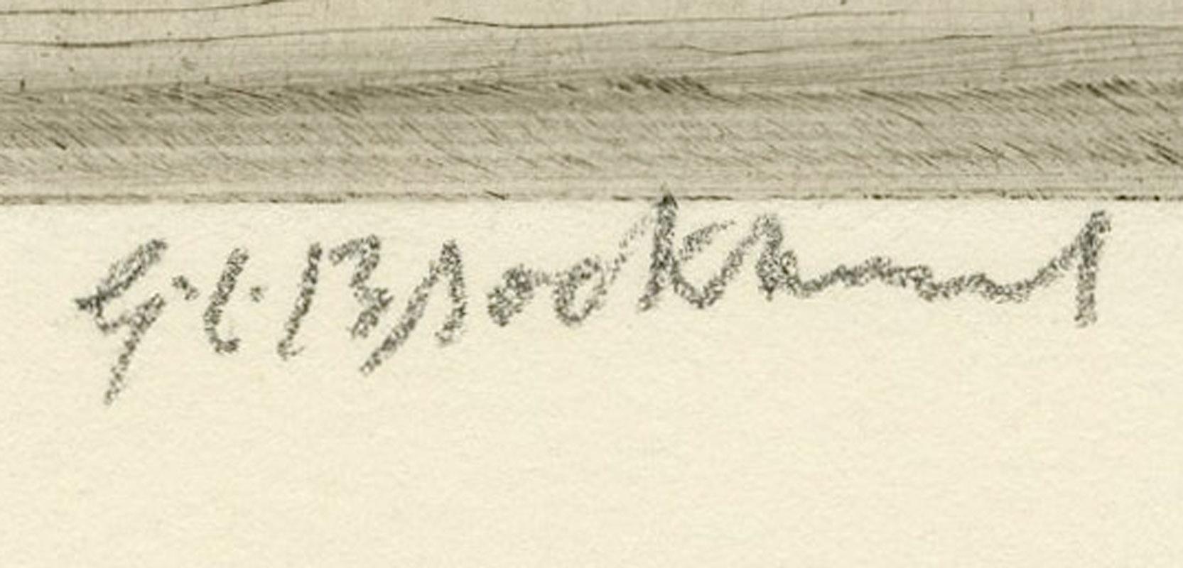 Amberley Boy, No. 2
Etching with stipple, 1928
Signed in pencil lower right (see photo)
Signed in the plate in reverse (see photo)
Provenance inscription in pencil verso
A proof outside the edition of 111 in the published state
Provenance: Estate of