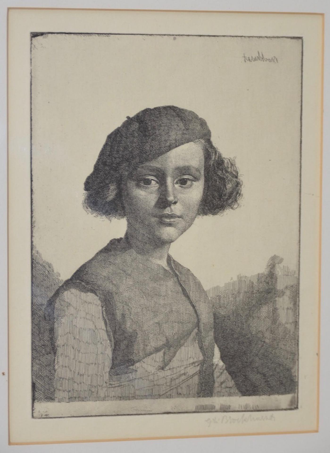 Portrait Print Gerald Leslie Brockhurst - Gerald Brockhurst (1890-1978) "Fabian" Gravure au crayon signée par Gerald Brockhurst vers 1921