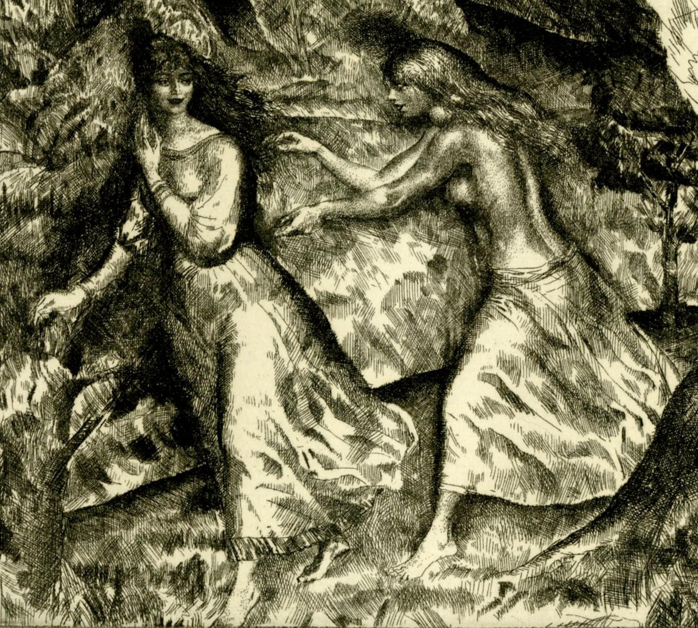 In the Wood - Beige Nude Print by Gerald Leslie Brockhurst