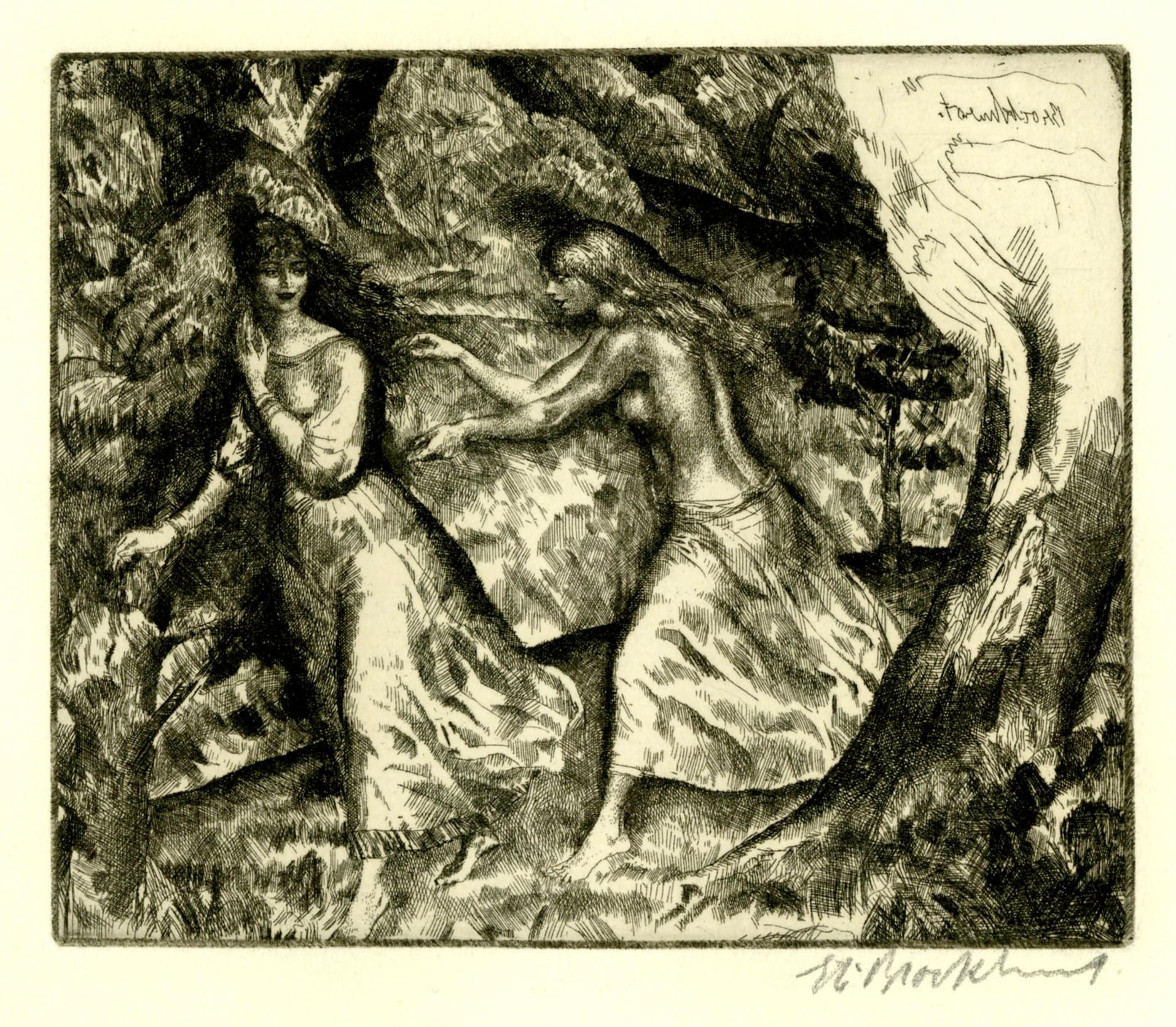 Gerald Leslie Brockhurst Nude Print - In the Wood
