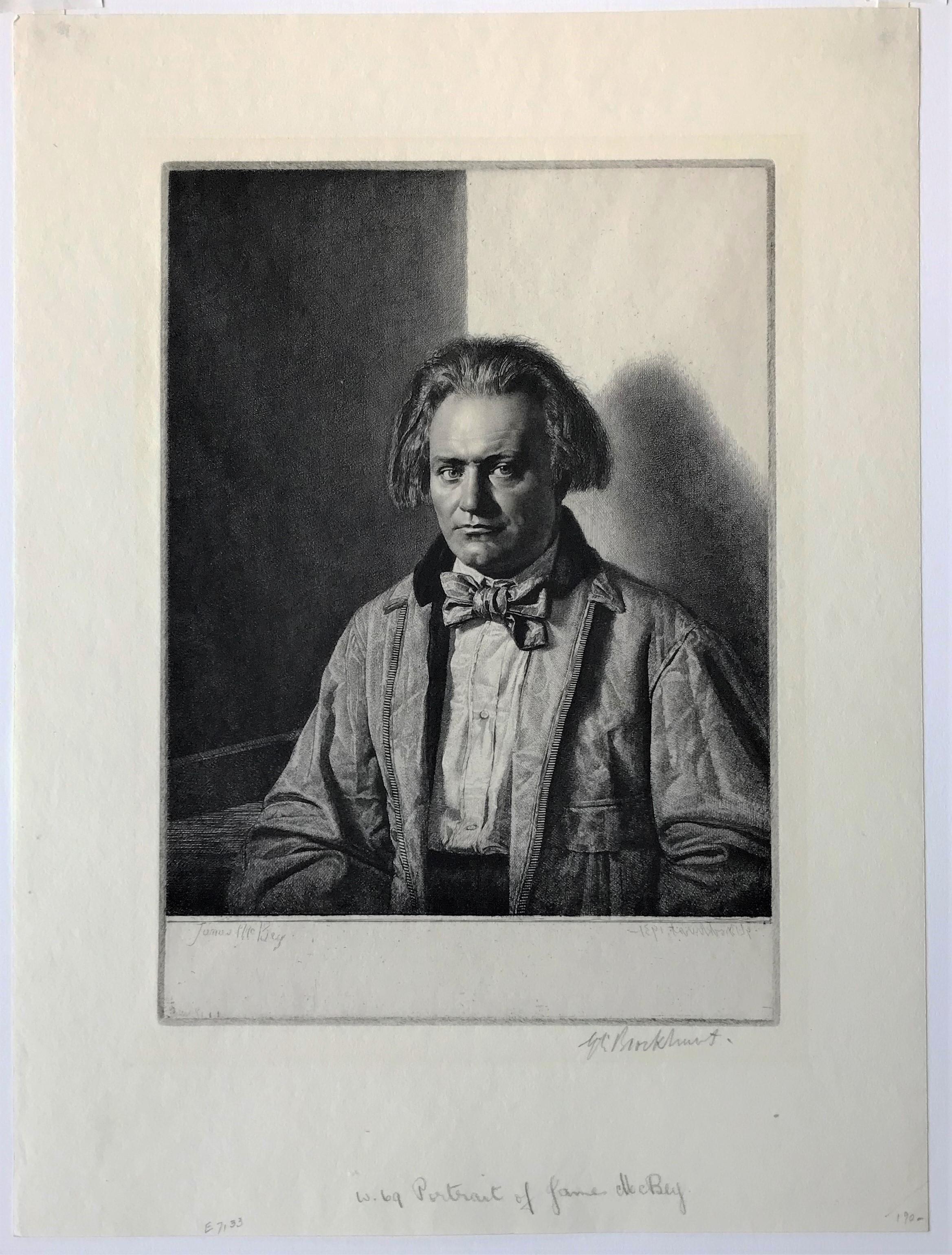 James McBey (Beige), Figurative Print, von Gerald Leslie Brockhurst