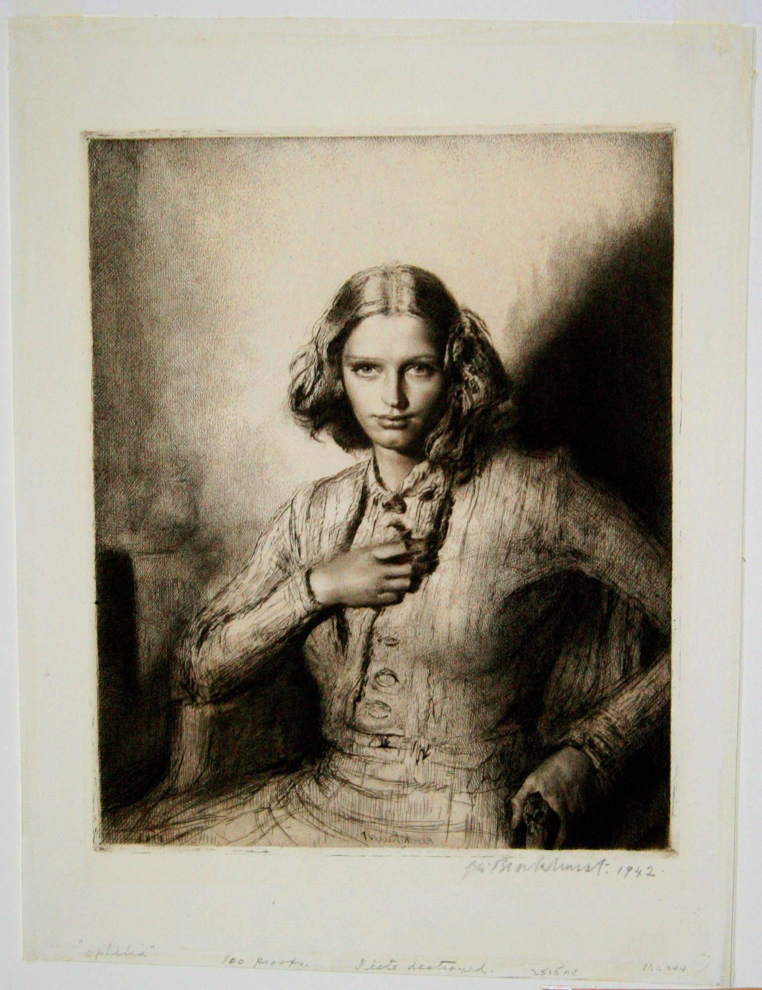 Jeunesse Dore (Kathleen Nancy Woodward). (Jeune fille) - Moderne Print par Gerald Leslie Brockhurst