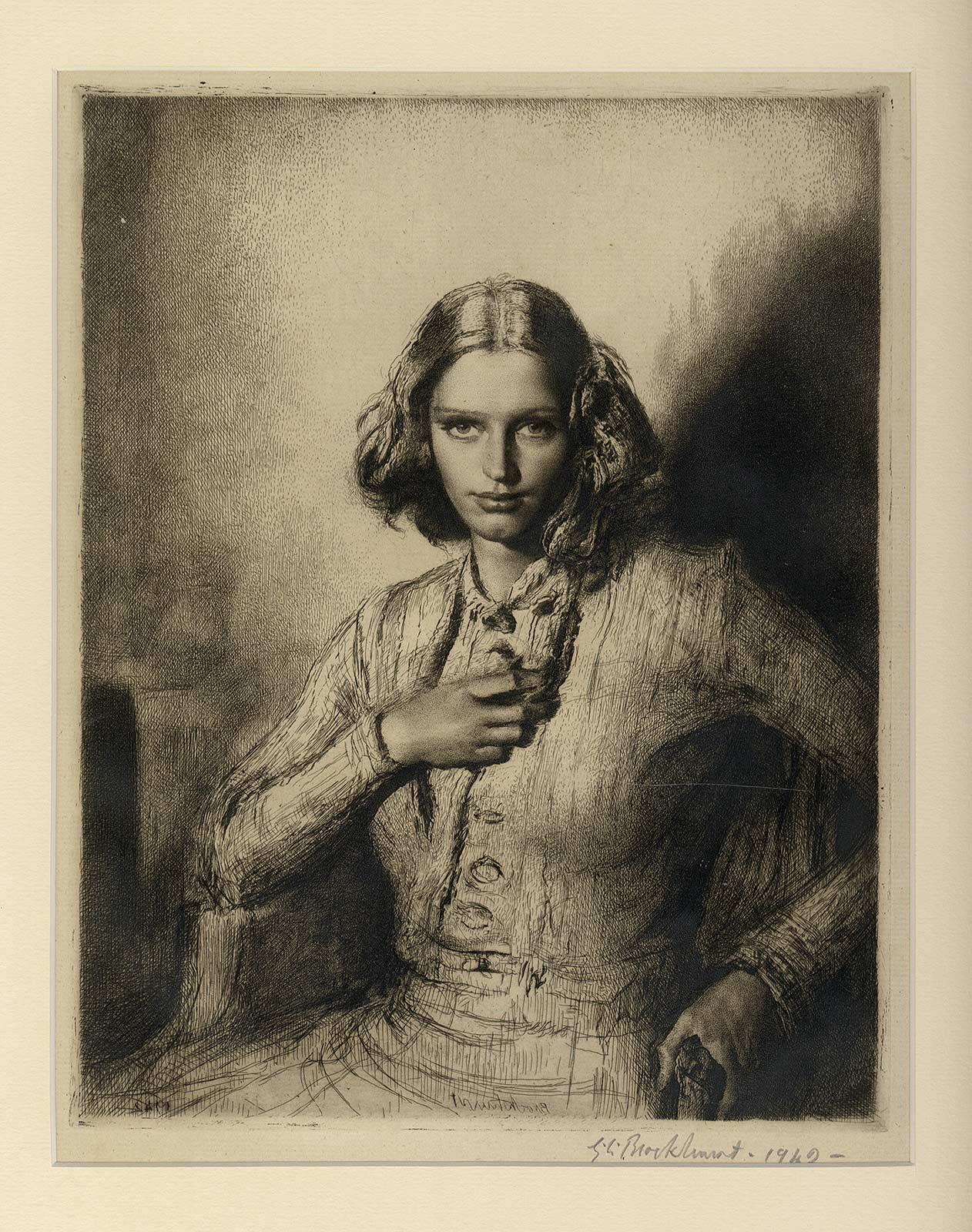 OPHELIA  (Jeunesse Dore / Golden Youth - la maîtresse de l'artiste / deuxième épouse) - Print de Gerald Leslie Brockhurst