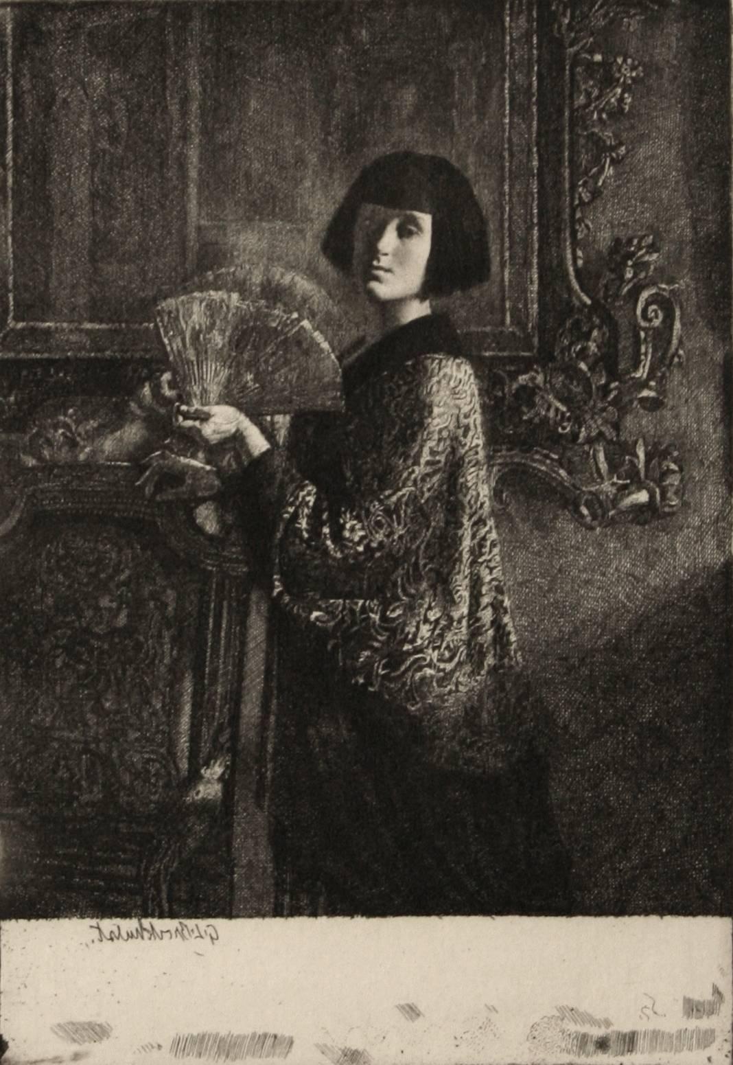 L'Eventail (Anaïs) also called The Fan. - Print by Gerald Leslie Brockhurst