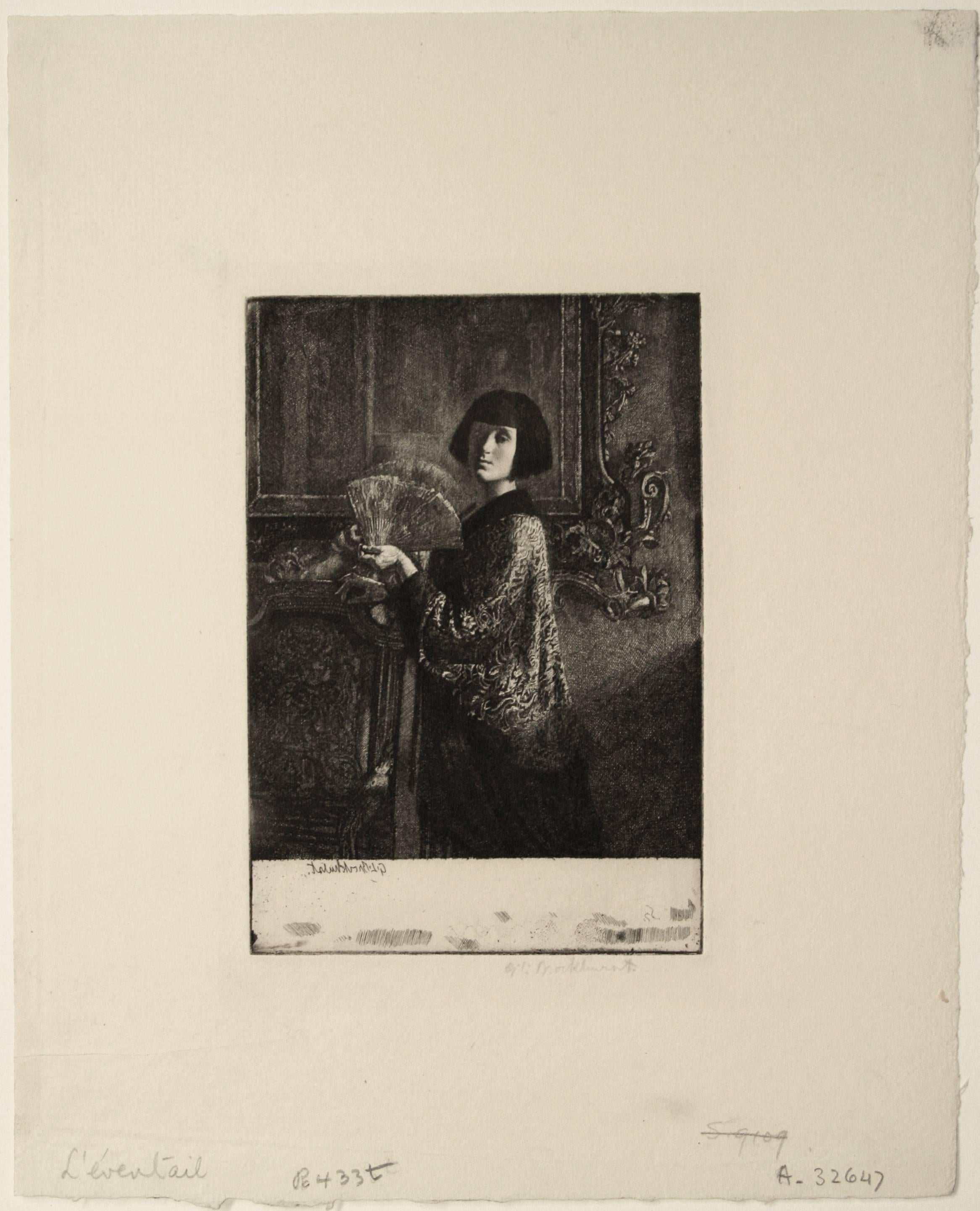 L'Eventail (Anaïs) chiamato anche Il Ventaglio. - Print Moderno di Gerald Leslie Brockhurst