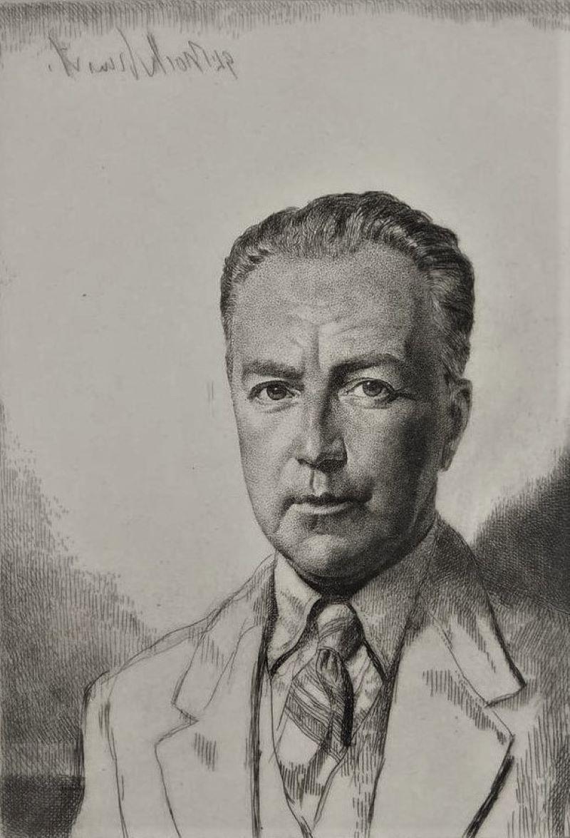 Gerald Leslie Brockhurst Figurative Print - Olliver St. John Gogarty