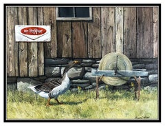 Gerald Lubeck Original Painting Oil On Board Signed Rural Farm Illustration Art