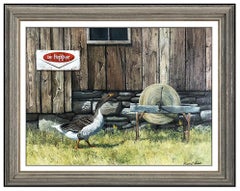 Gerald Lubeck Original Painting Oil On Board Signed Rural Farm Illustration Art