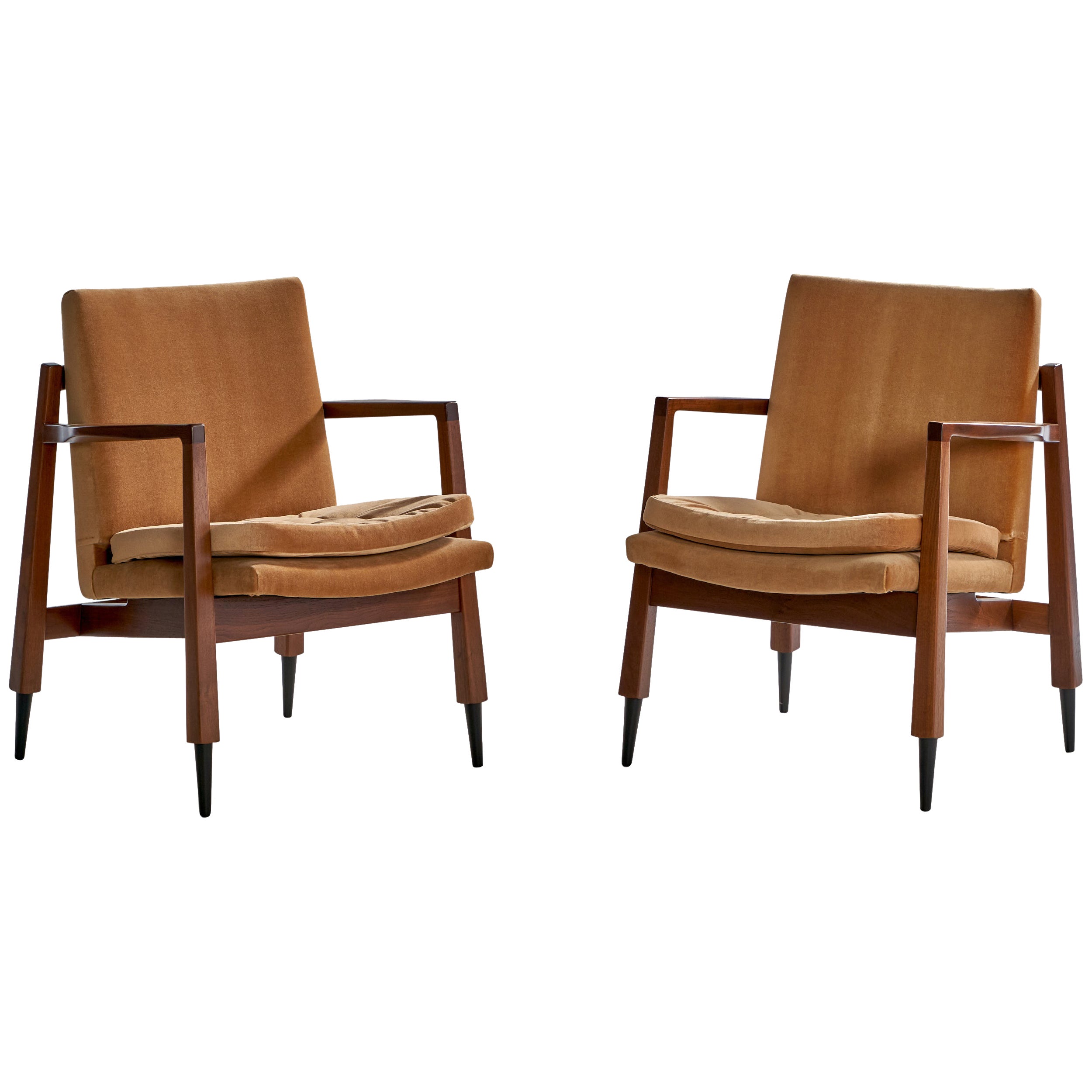 Gerald Luss, Sillones, Nogal, Terciopelo, Metal, EEUU, Años 50