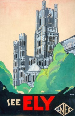 Ely Cathedral, Original Artwork for Travel Poster, 20th Century British