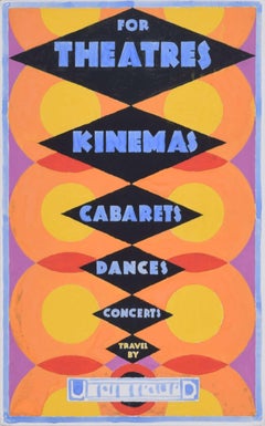 Vintage London Underground Theatres and Cinemas 1930s Mac Spink Art Deco poster design