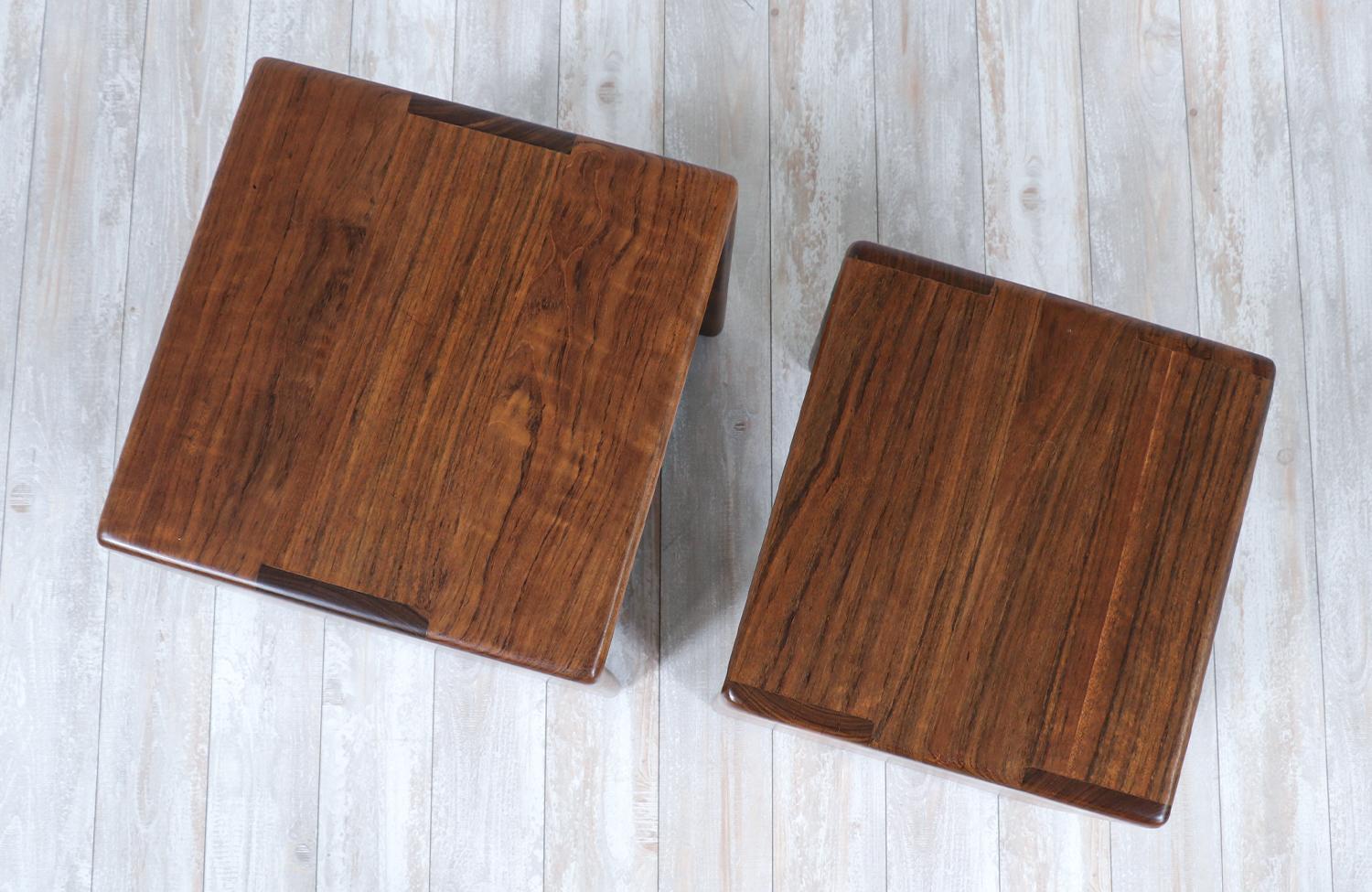 Wood Gerald McCabe Cube Nesting Side Tables for Orange Crate Modern