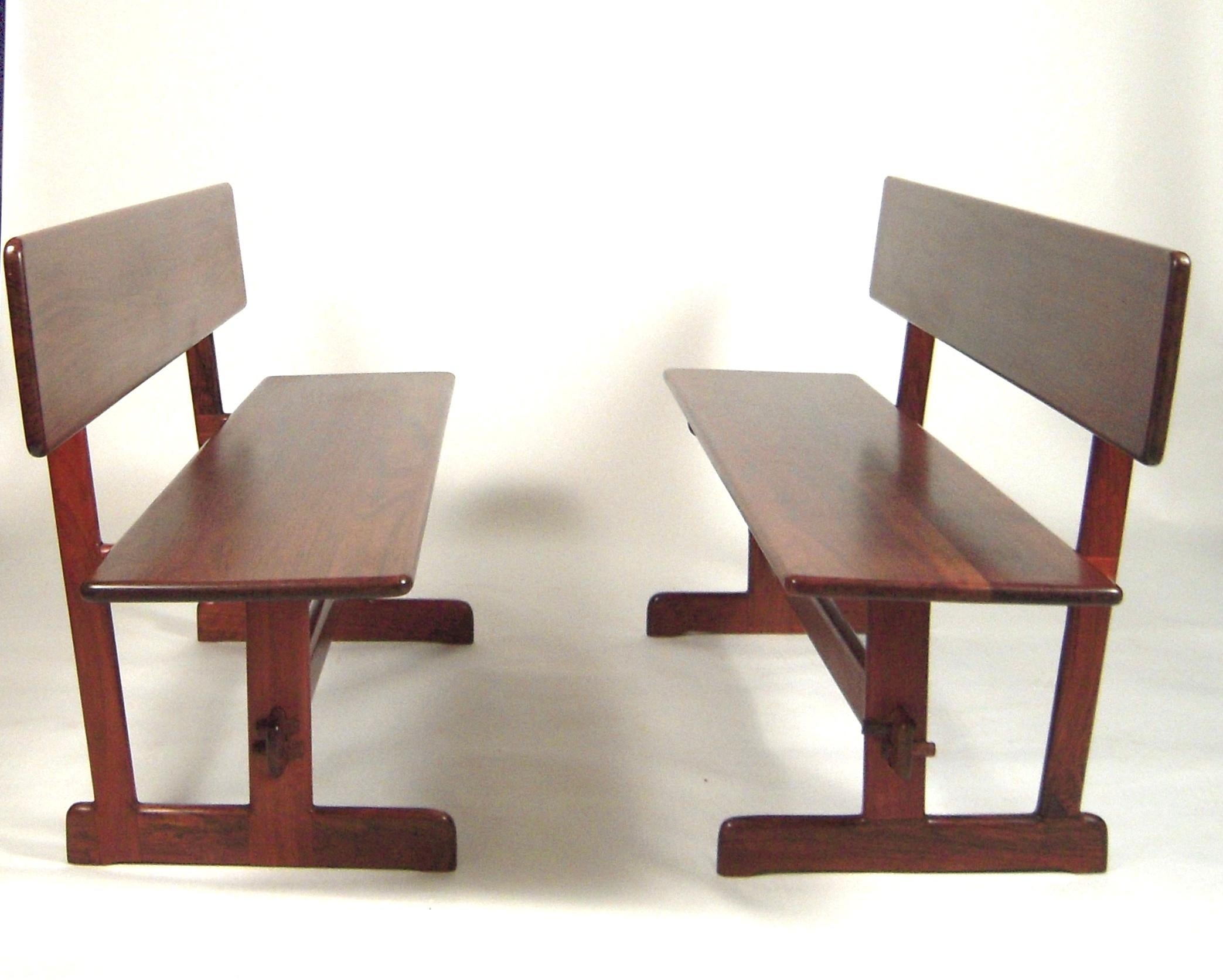 Mid-Century Modern Gerald McCabe Dining Walnut Table with Two Benches