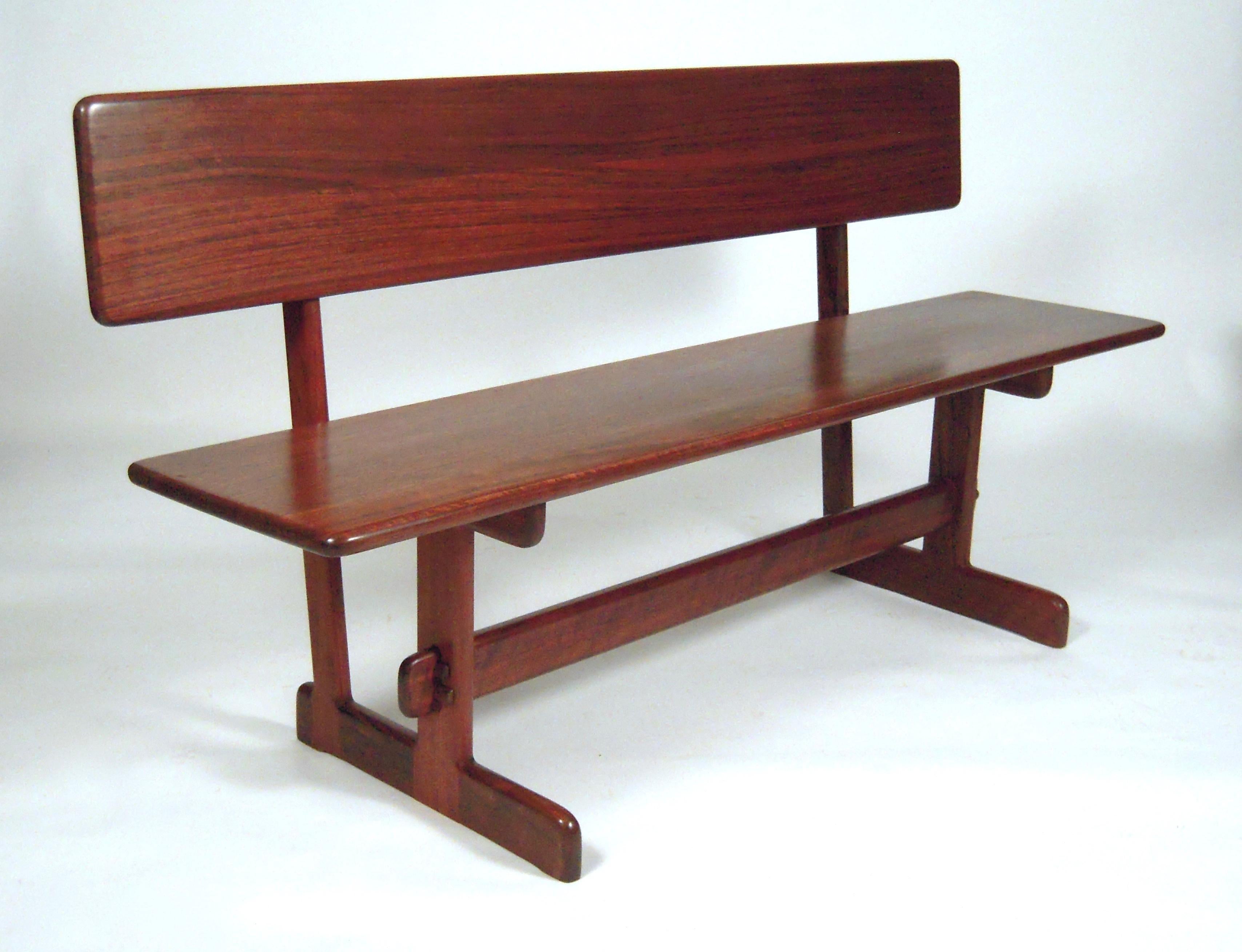 American Gerald McCabe Dining Walnut Table with Two Benches