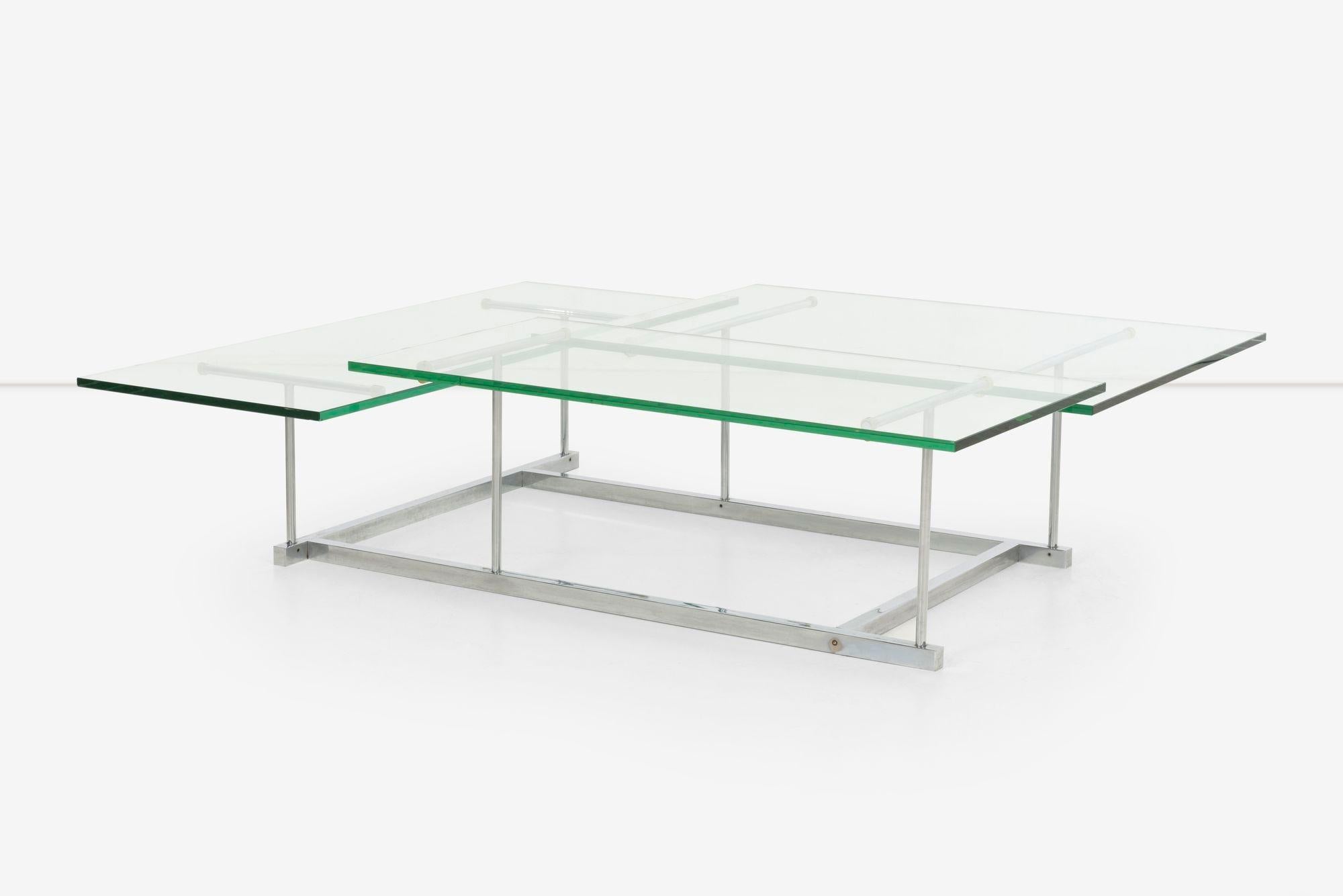 Gerald McCabe for Orange Crate Custom 3 level Steel and Glass Low Table For Sale 3