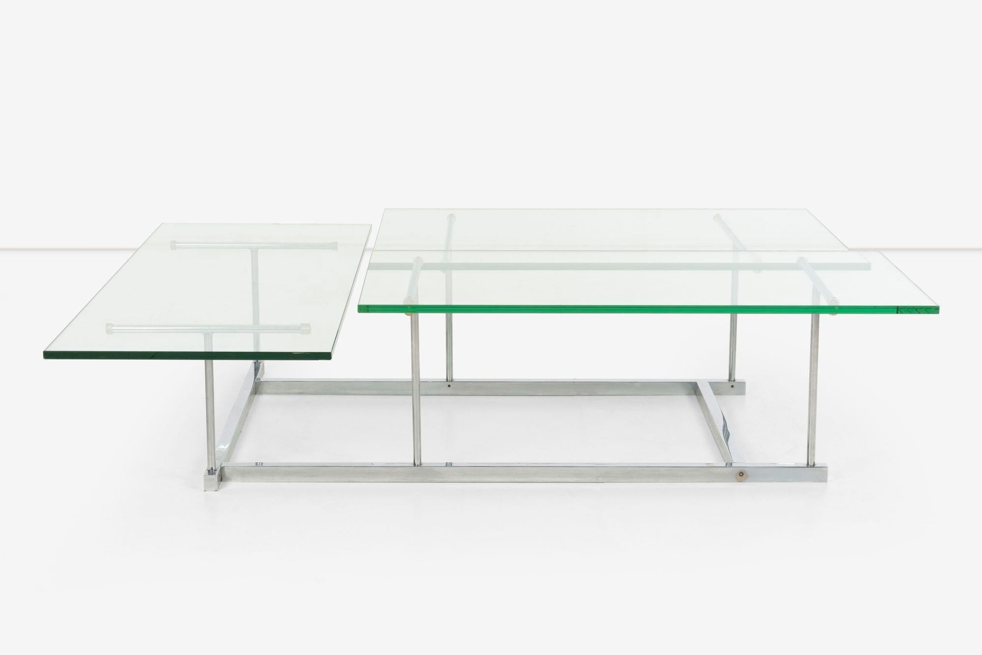 Gerald McCabe for Orange Crate Custom 3 level Steel and Glass Low Table For Sale 5