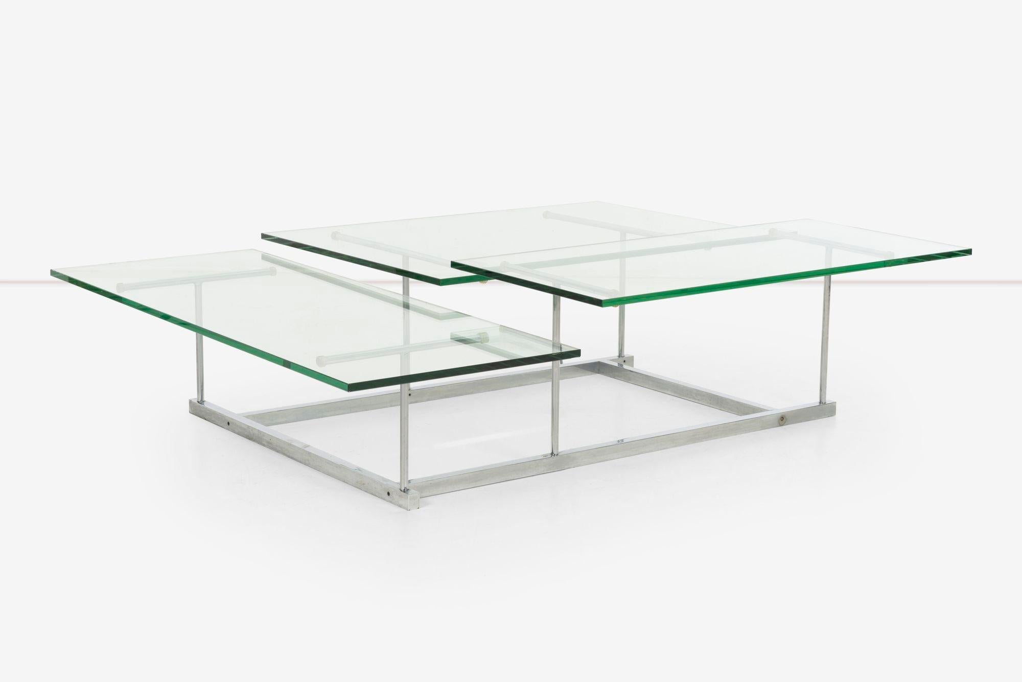 Gerald McCabe for Orange Crate Custom 3 level Steel and Glass Low Table For Sale 6