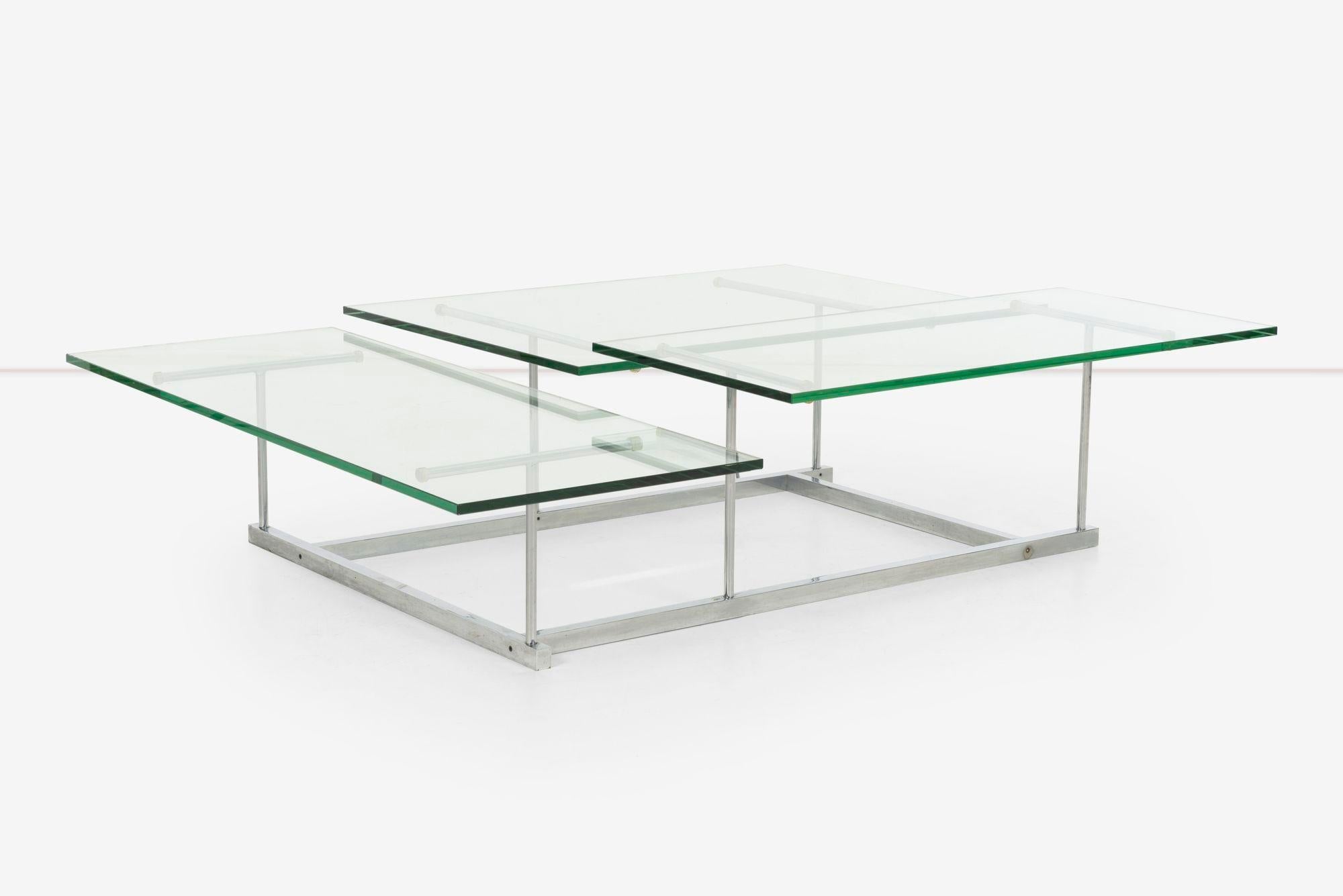 Gerald McCabe pour Orange Crate Table basse en acier et verre à 3 niveaux personnalisée en vente 6