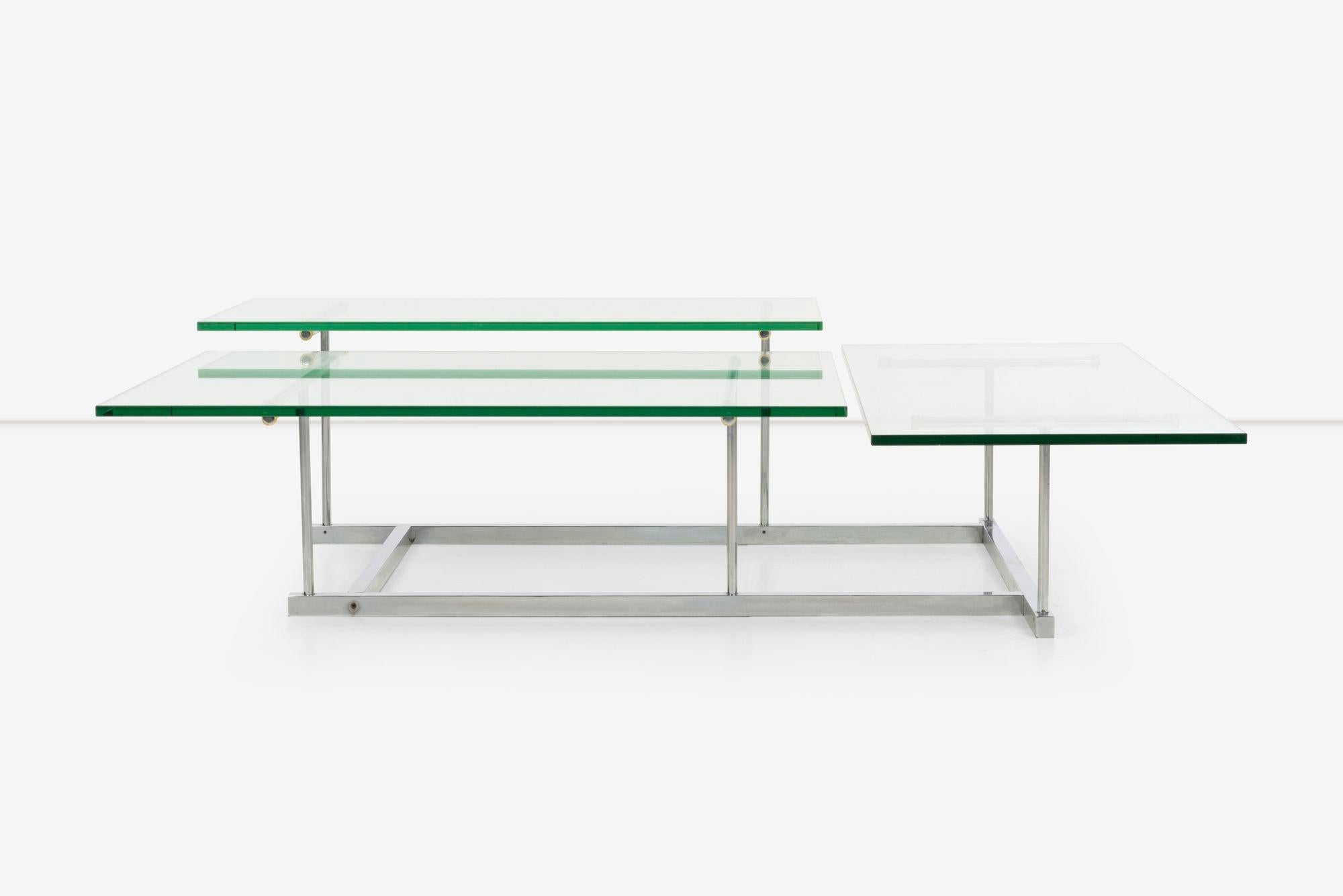 Moderne Gerald McCabe pour Orange Crate Table basse en acier et verre à 3 niveaux personnalisée en vente