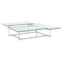 Vintage Gerald McCabe for Orange Crate Custom 3 level Steel and Glass Low Table