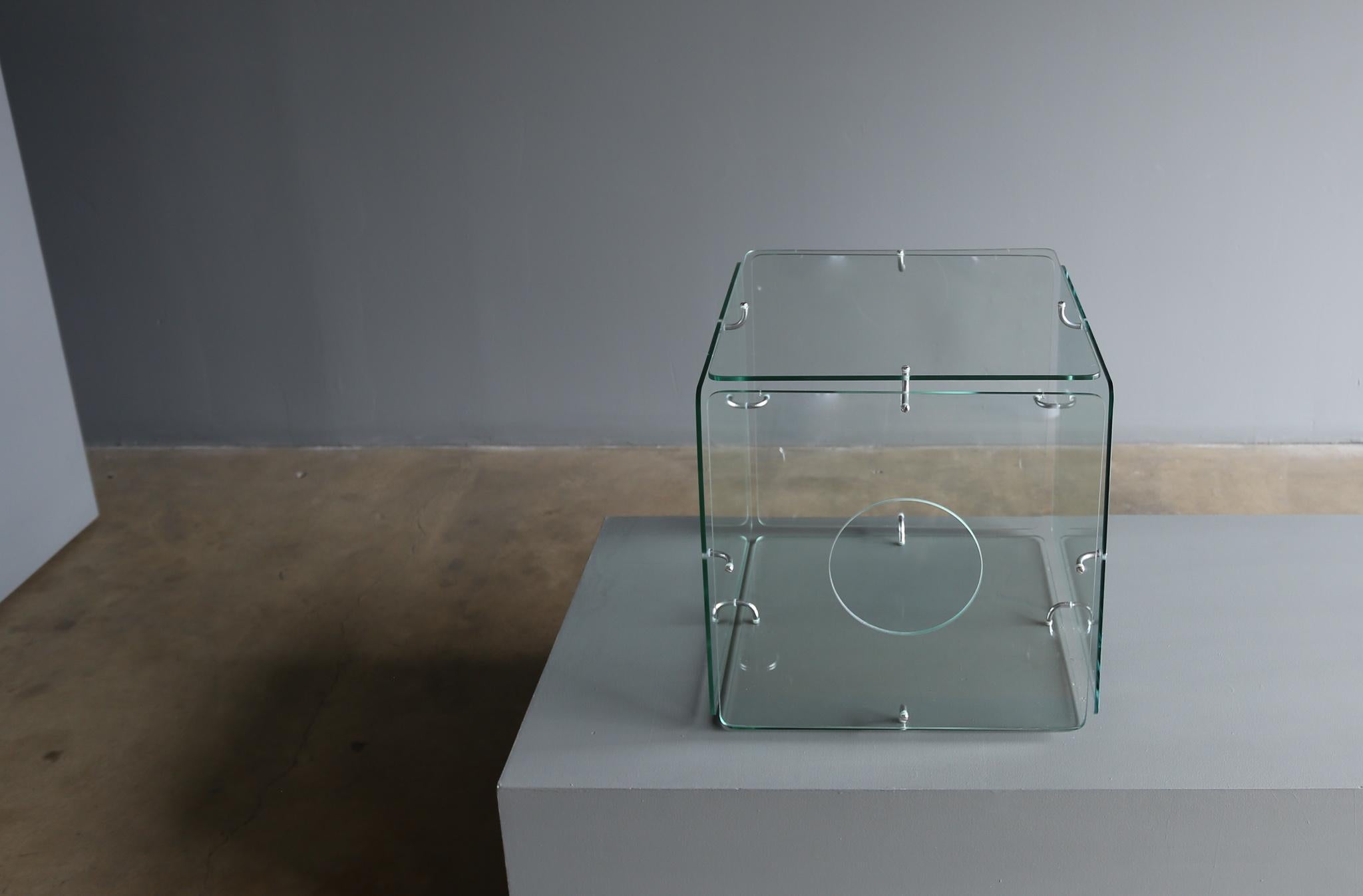 Steel Gerald McCabe Glass Cube Table for Eon, circa 1965