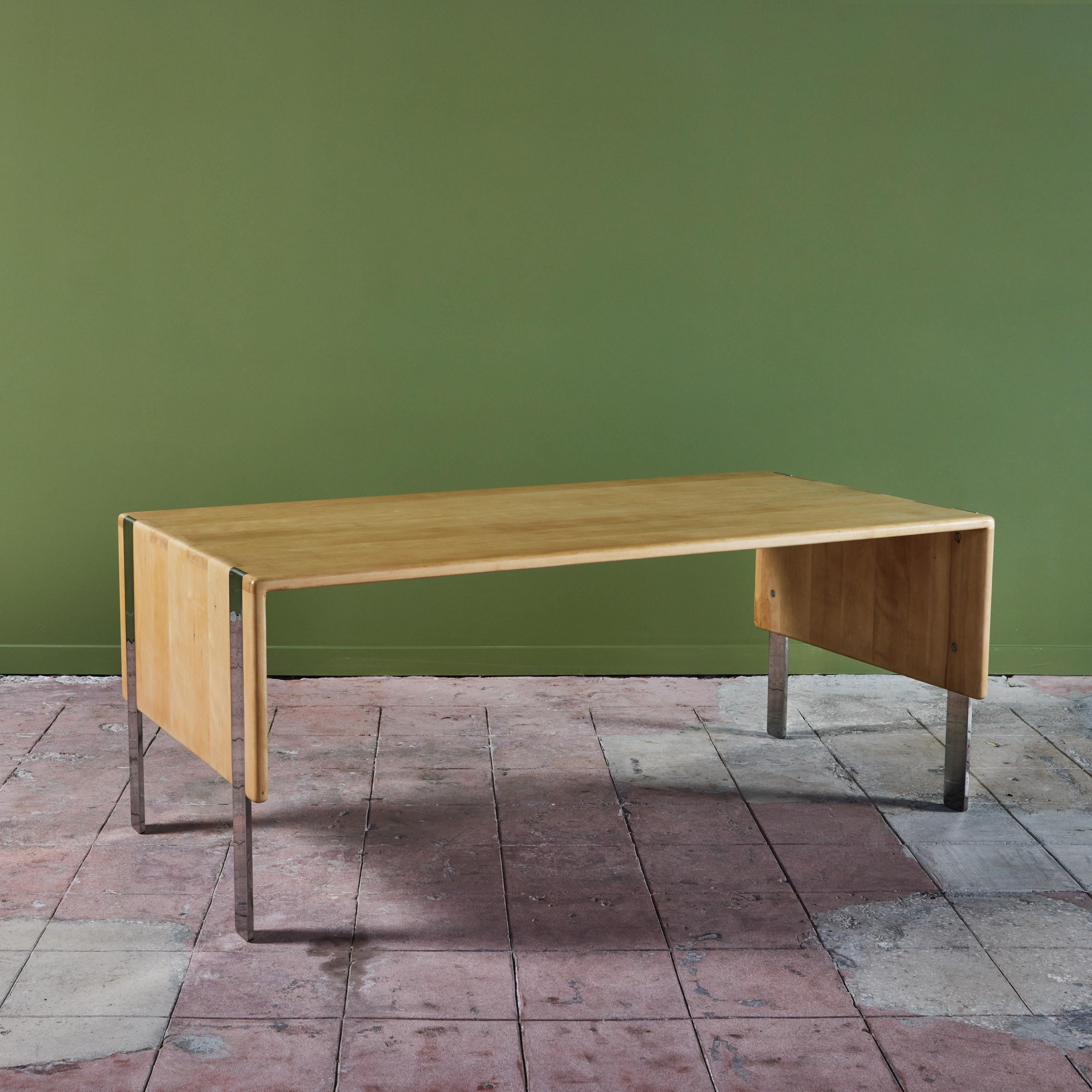 Mid-Century Modern Gerald McCabe Maple and Chrome Desk or Table For Sale