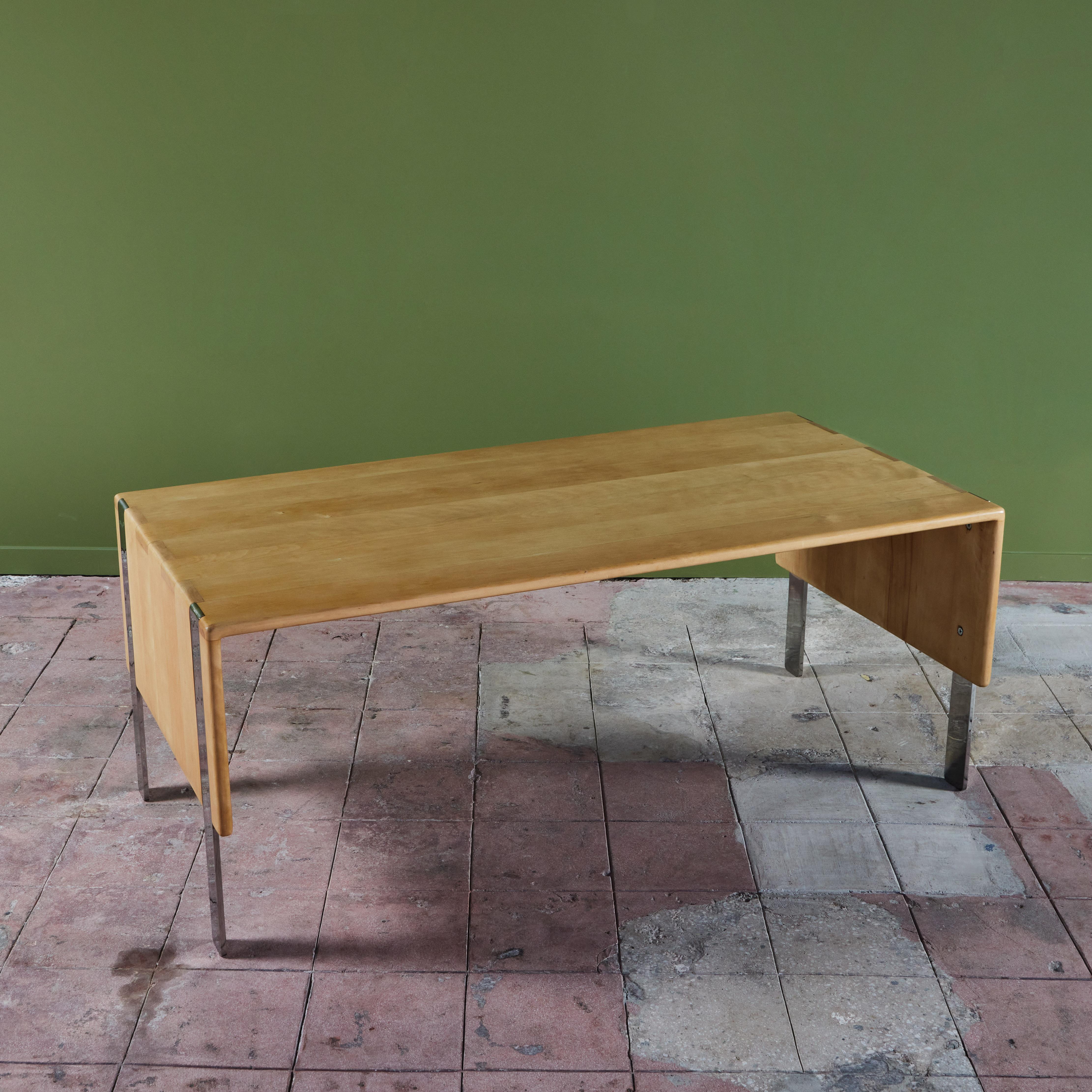 American Gerald McCabe Maple and Chrome Desk or Table For Sale