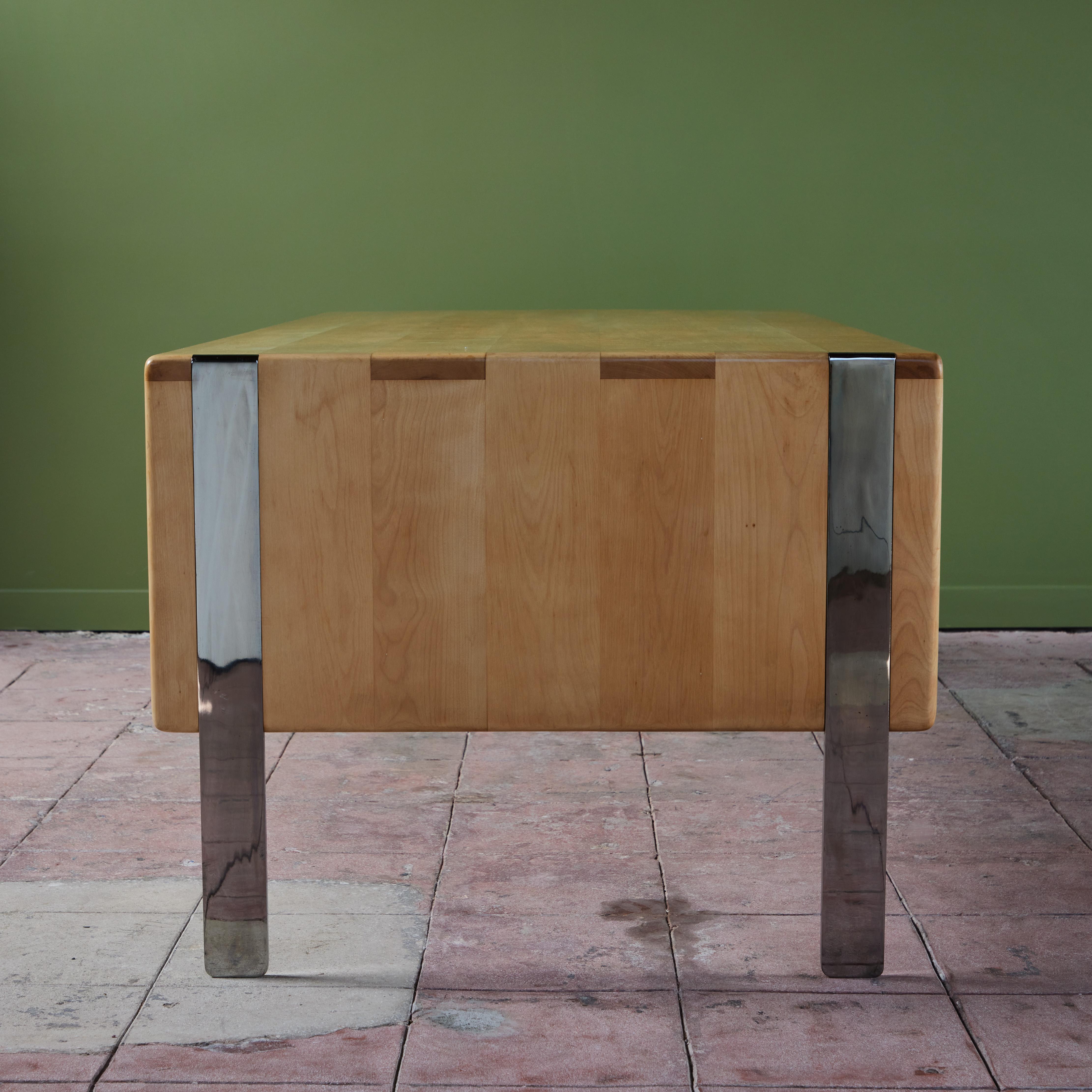 20th Century Gerald McCabe Maple and Chrome Desk or Table For Sale