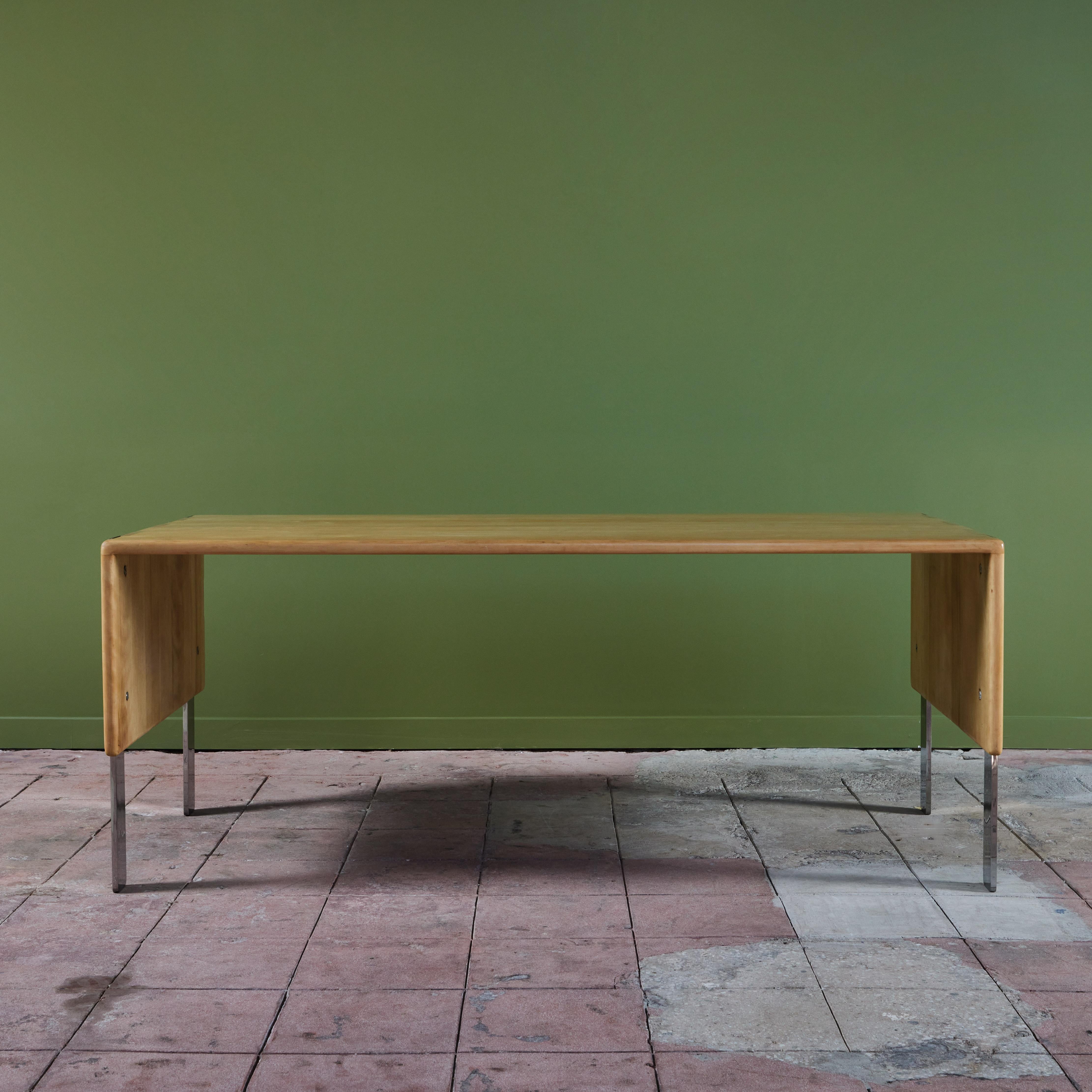 Gerald McCabe Maple and Chrome Desk or Table For Sale 1