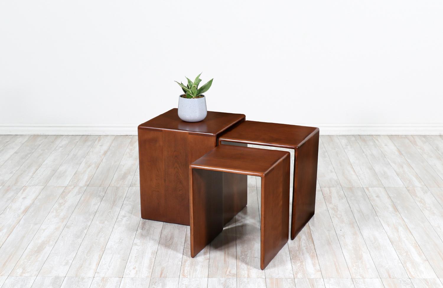 Mid-Century Modern Gerald McCabe Nesting Cube Side Tables for Orange Crate Modern