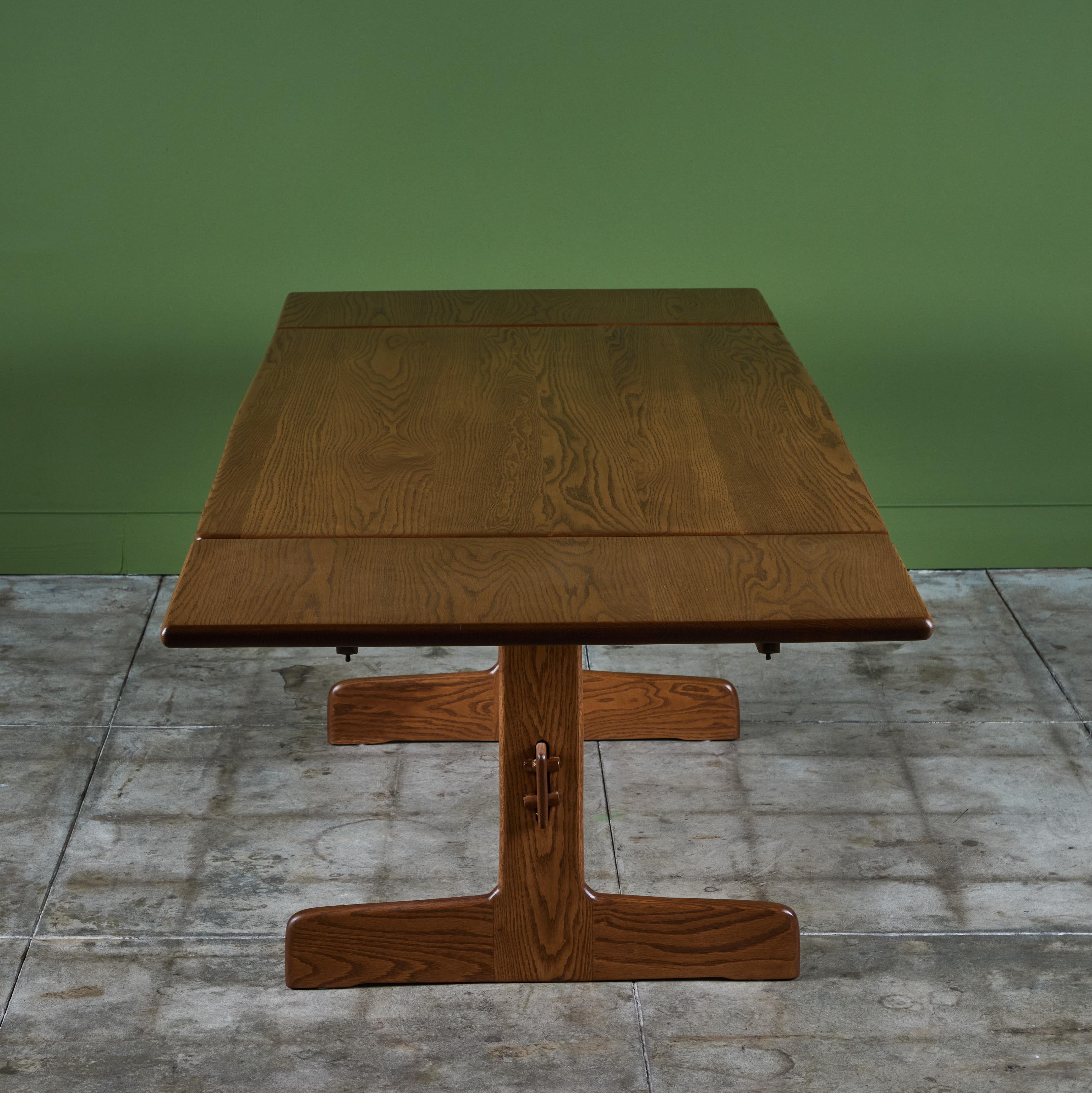 Gerald McCabe Oak Trestle Dining Table For Sale 3