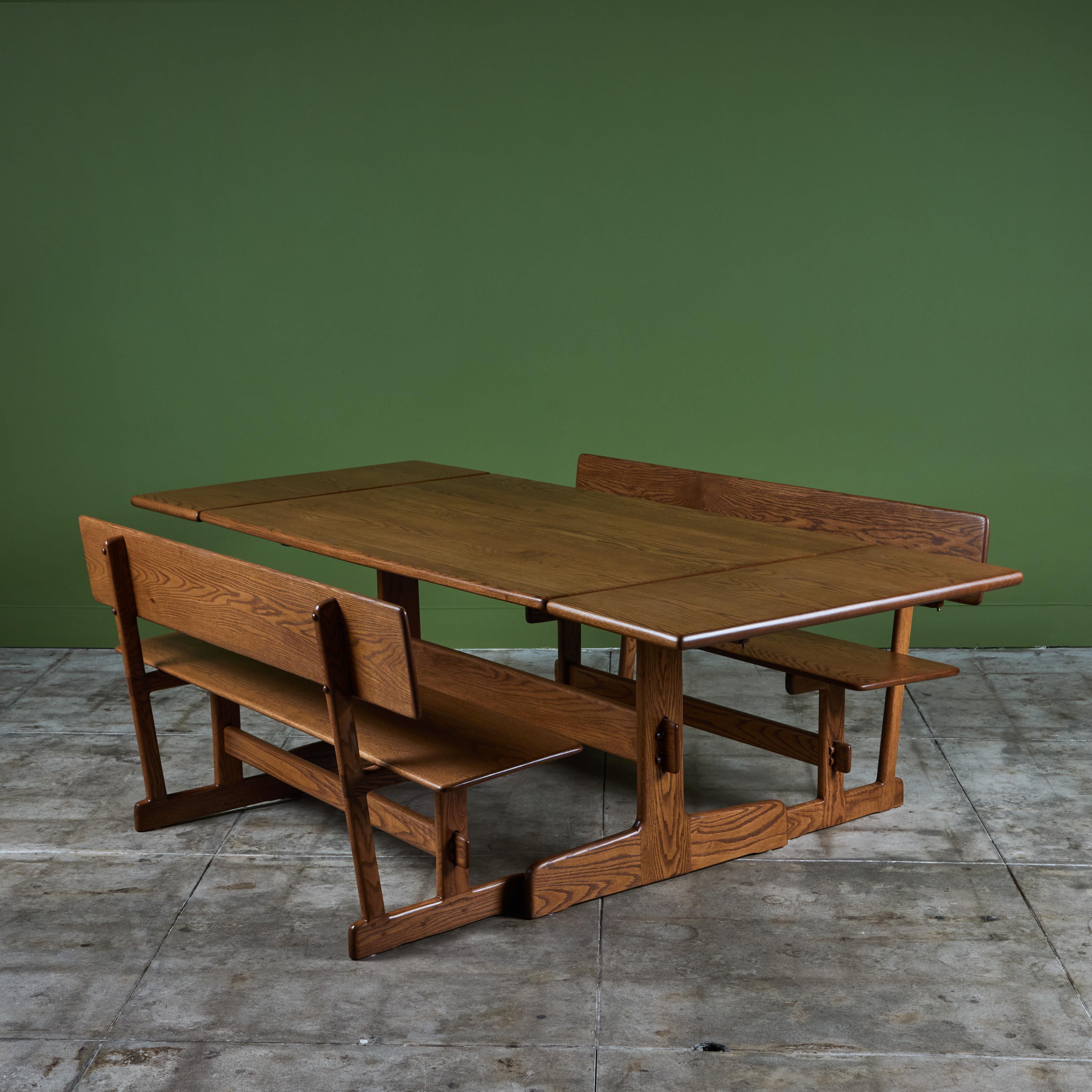 Gerald McCabe Oak Trestle Dining Table For Sale 13