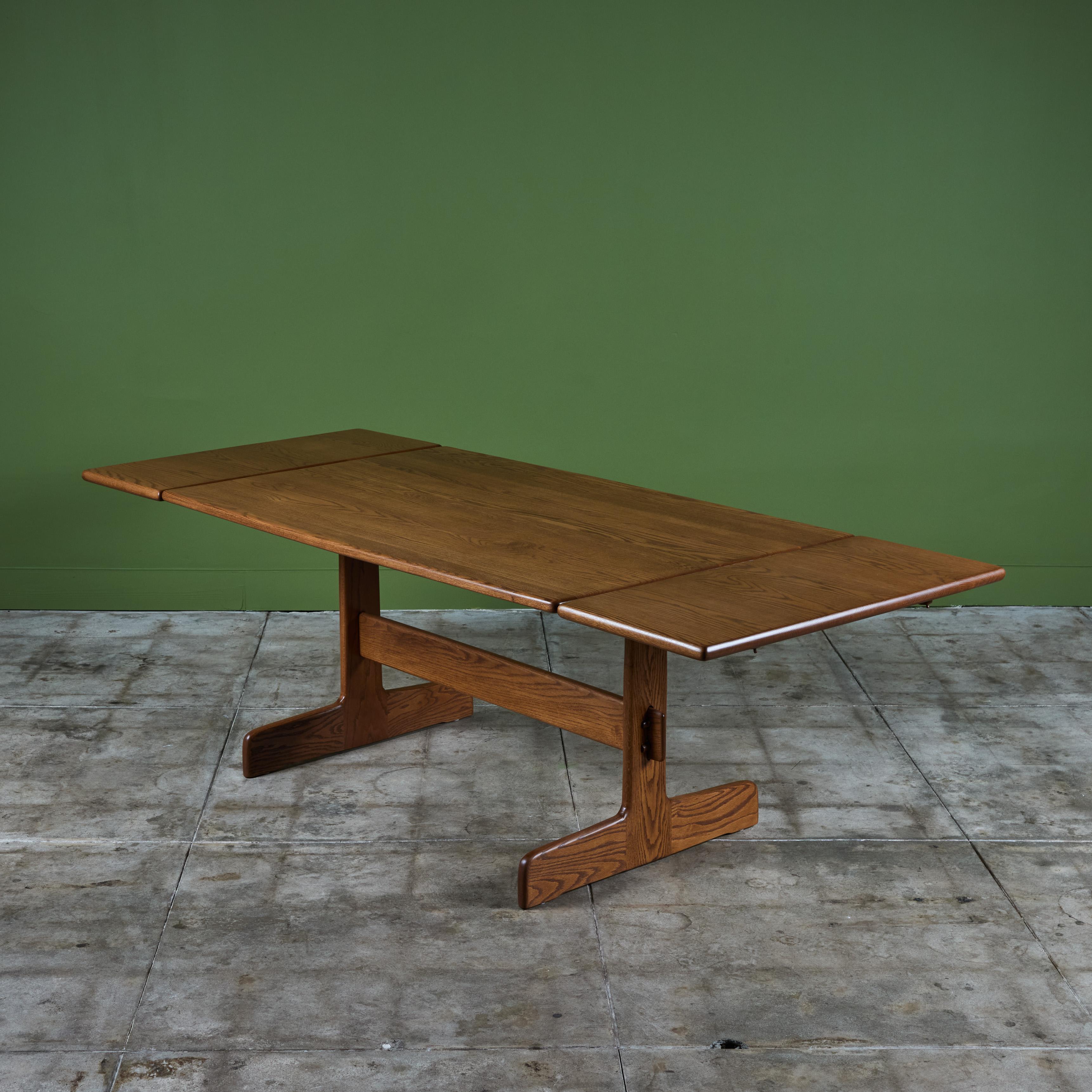 Mid-Century Modern Gerald McCabe Oak Trestle Dining Table For Sale