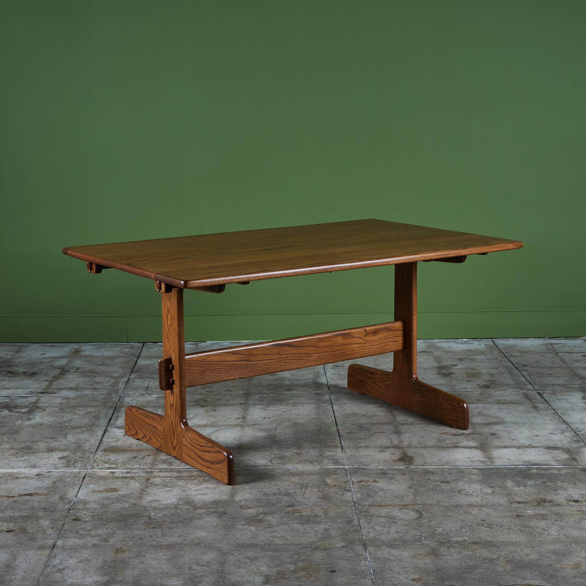 Oiled Gerald McCabe Oak Trestle Dining Table For Sale
