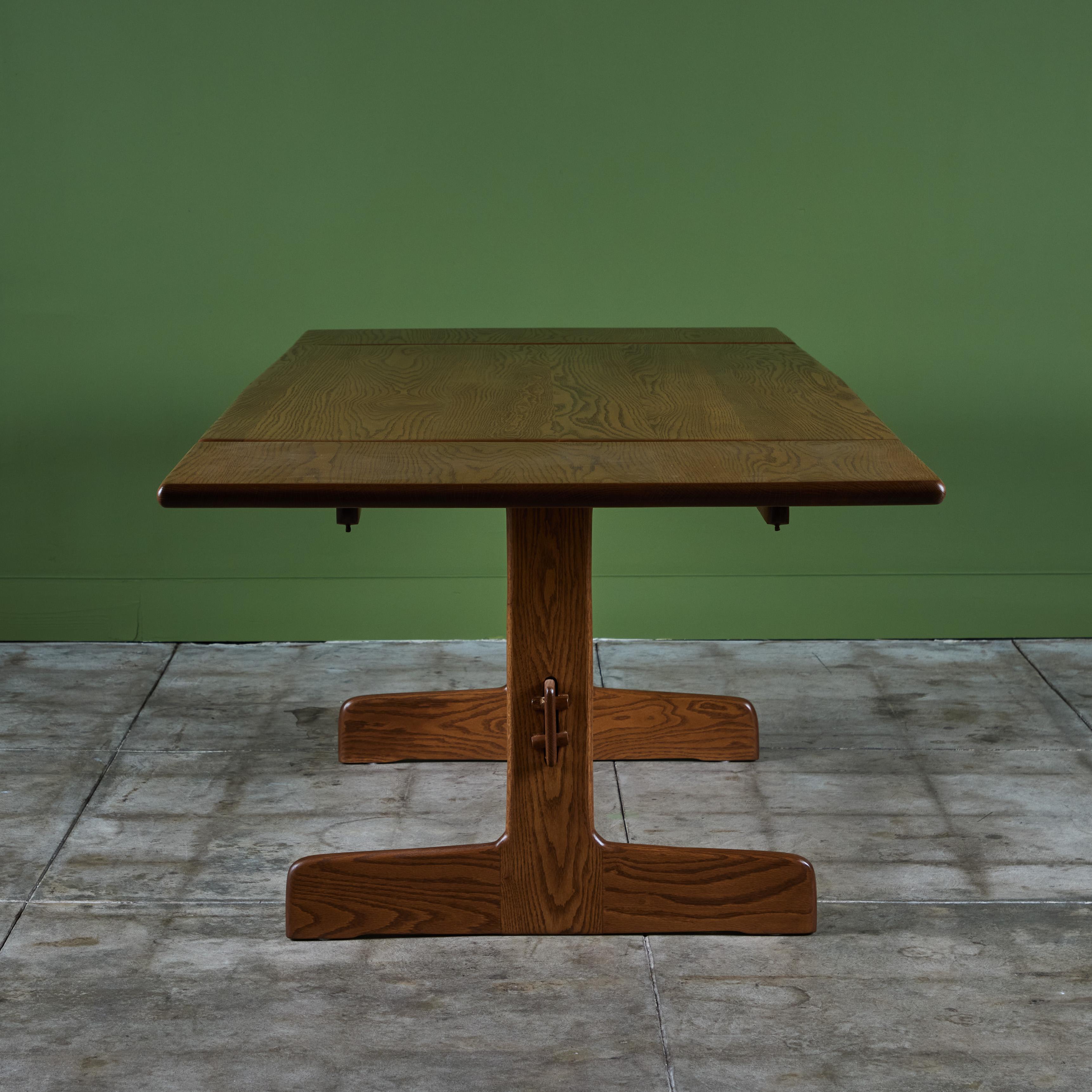 Gerald McCabe Oak Trestle Dining Table For Sale 1
