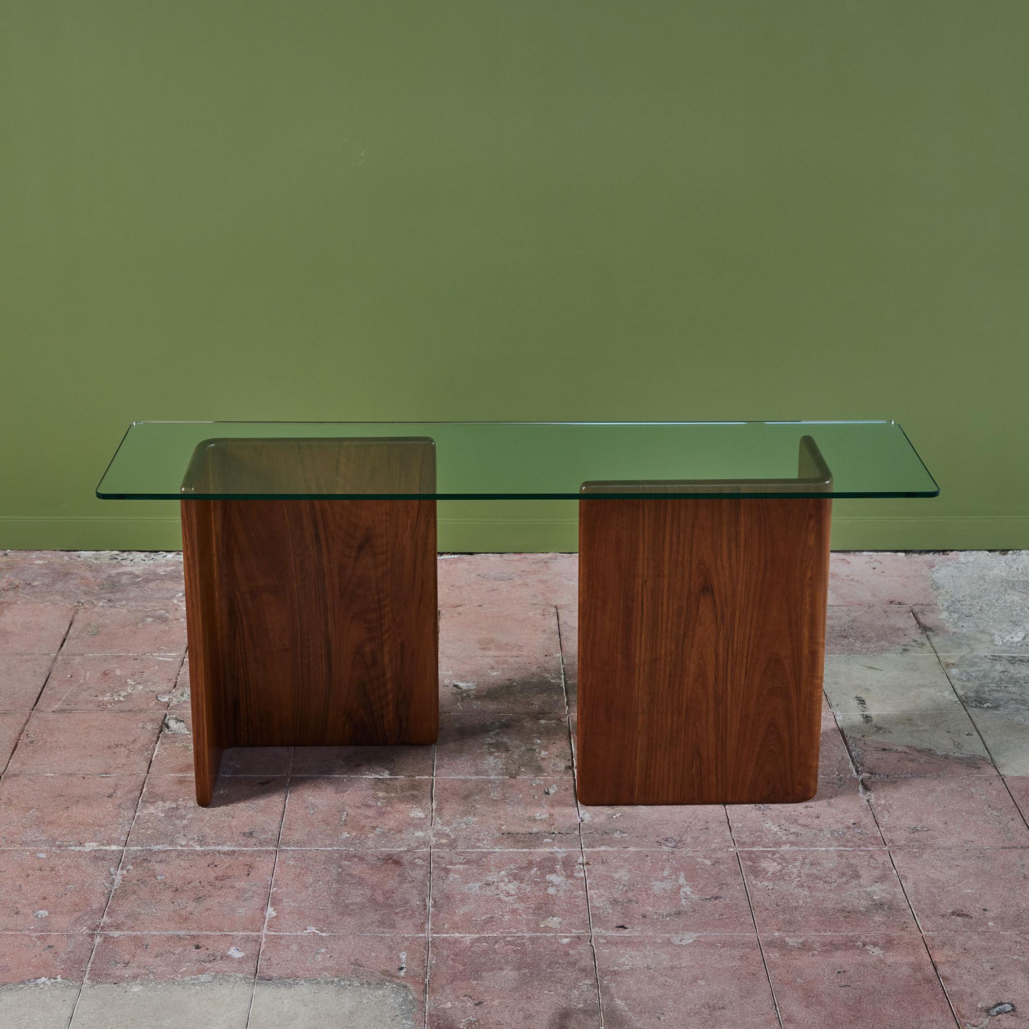 American Gerald Mccabe Shedua and Glass Console For Sale