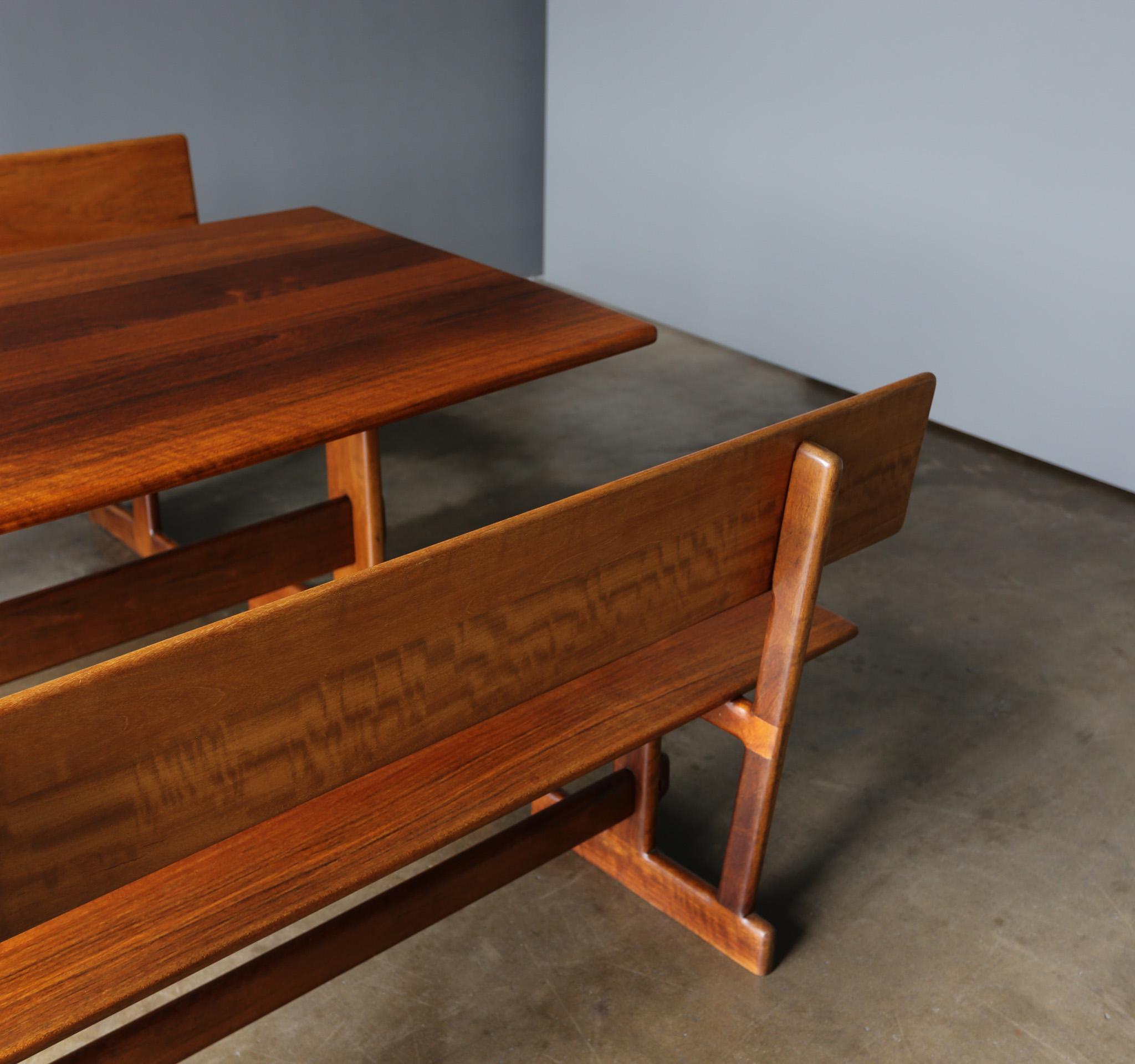 Gerald McCabe Shedua Trestle Dining Table & Benches, c.1980 For Sale 1