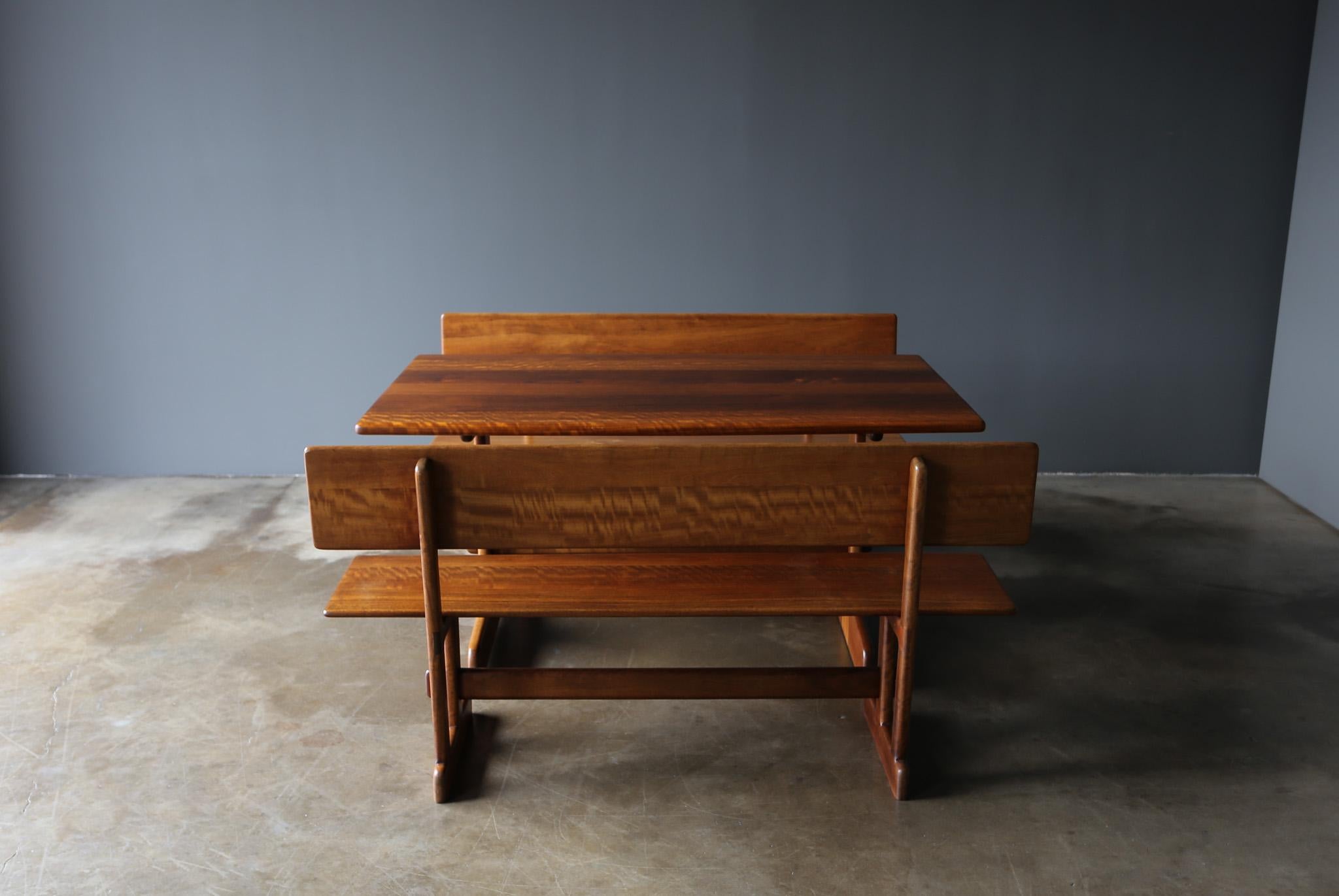 Gerald McCabe Shedua Trestle Dining Table & Benches, c.1980 For Sale 2
