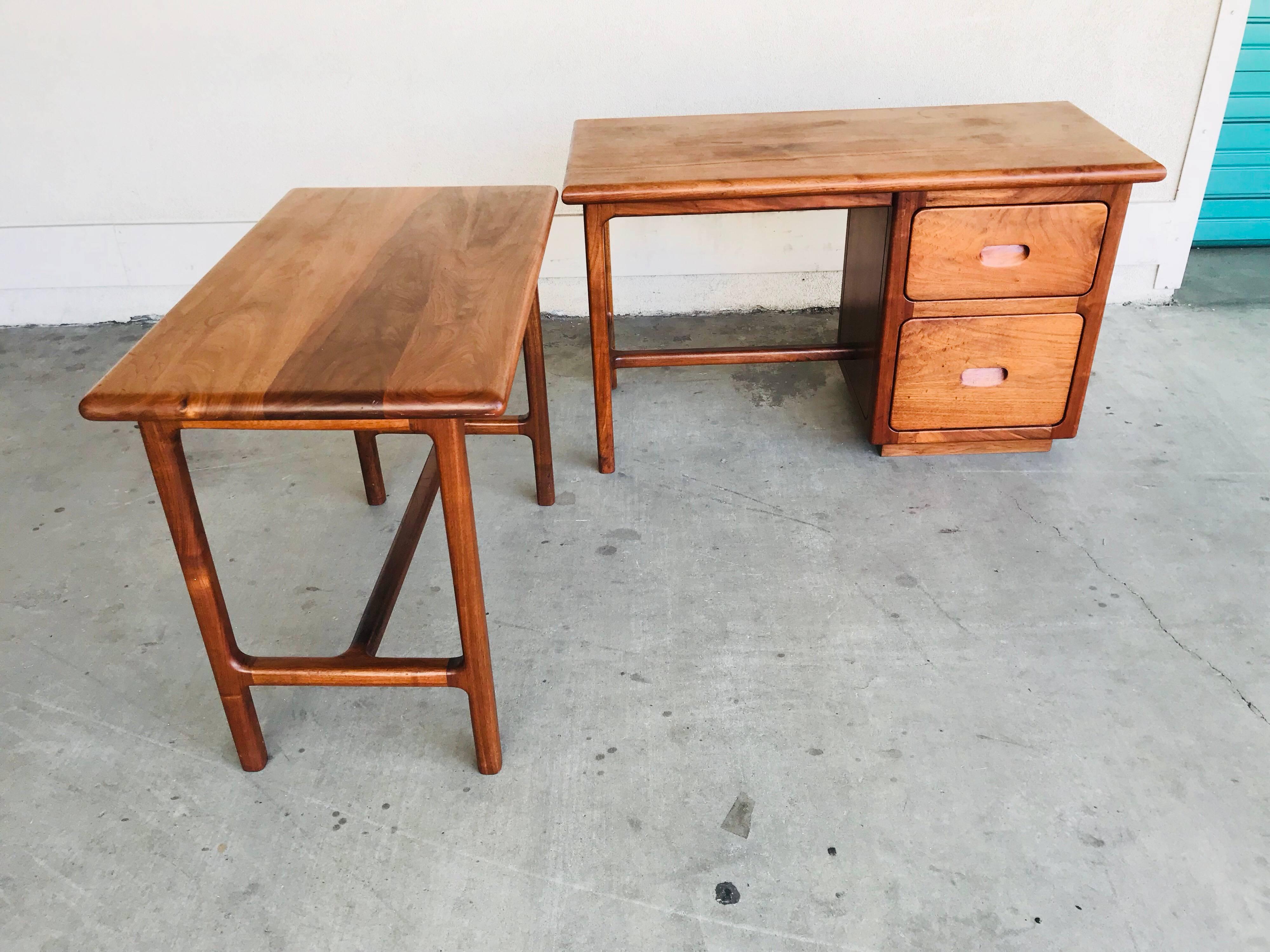 Modern Gerald McCabe Studio Design Shedua Wood Desk with Return Table