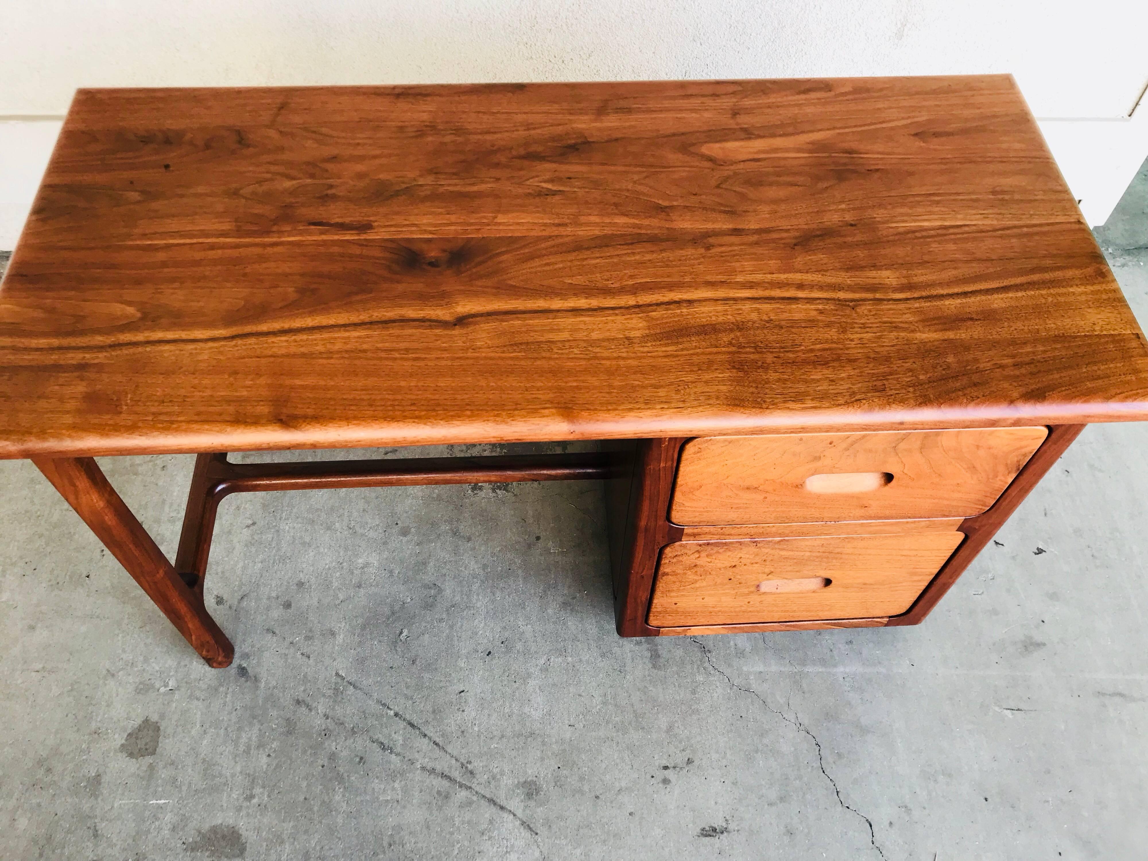 Gerald McCabe Studio Design Shedua Wood Desk with Return Table 2