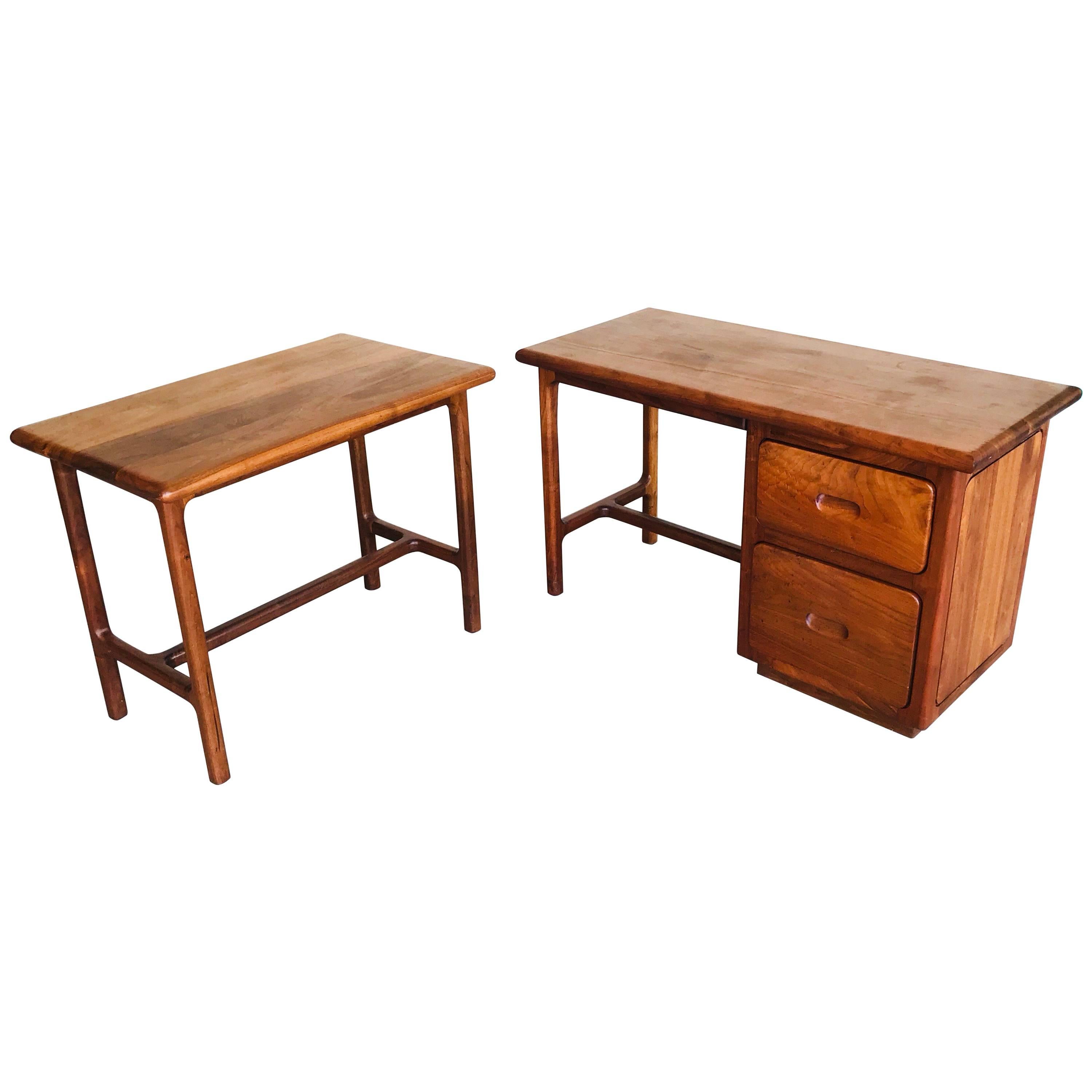 Gerald McCabe Studio Design Shedua Wood Desk with Return Table