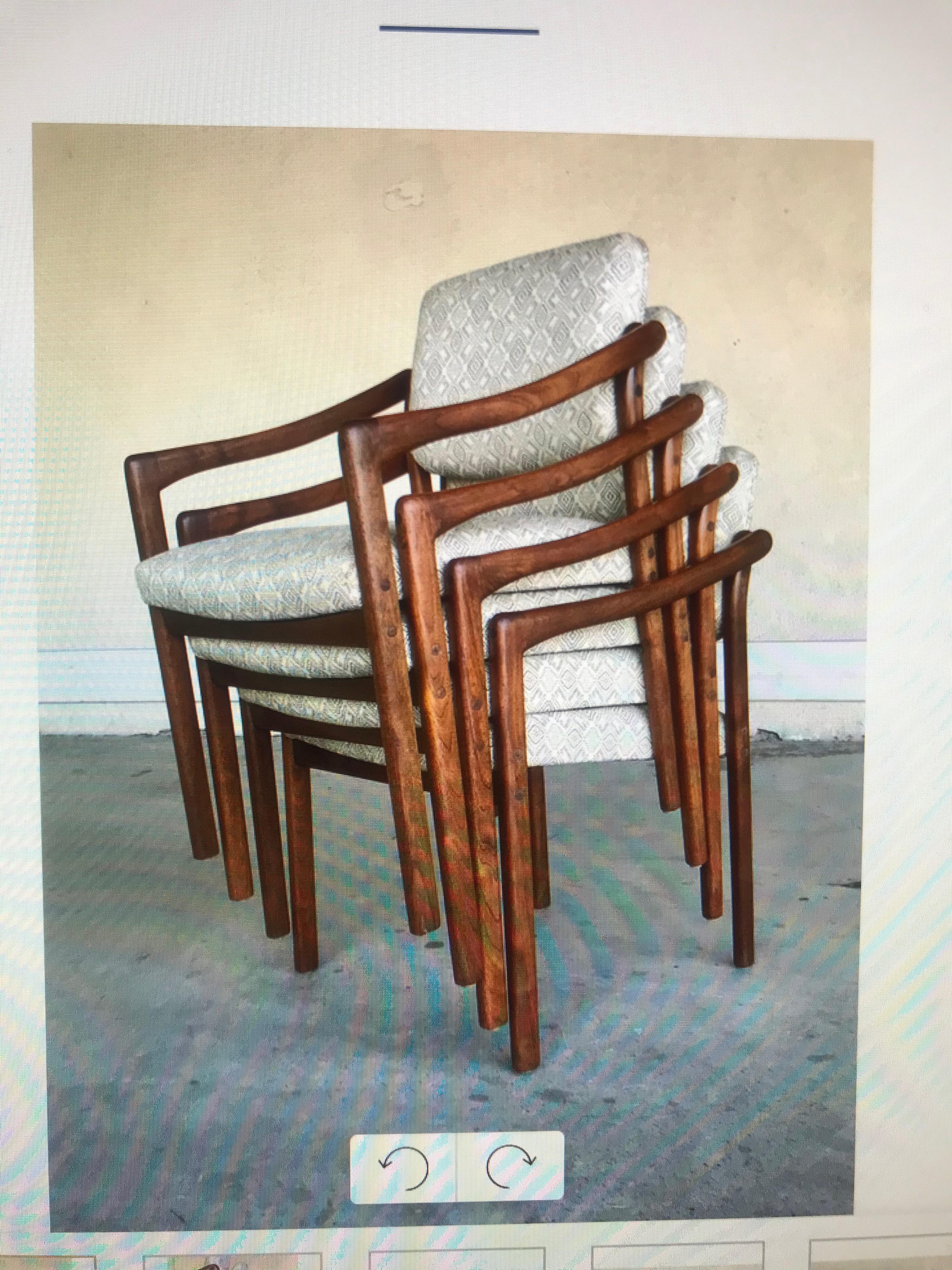 Shedua Wood Dining Table + Four Chairs Gerald McCabe For Sale 12